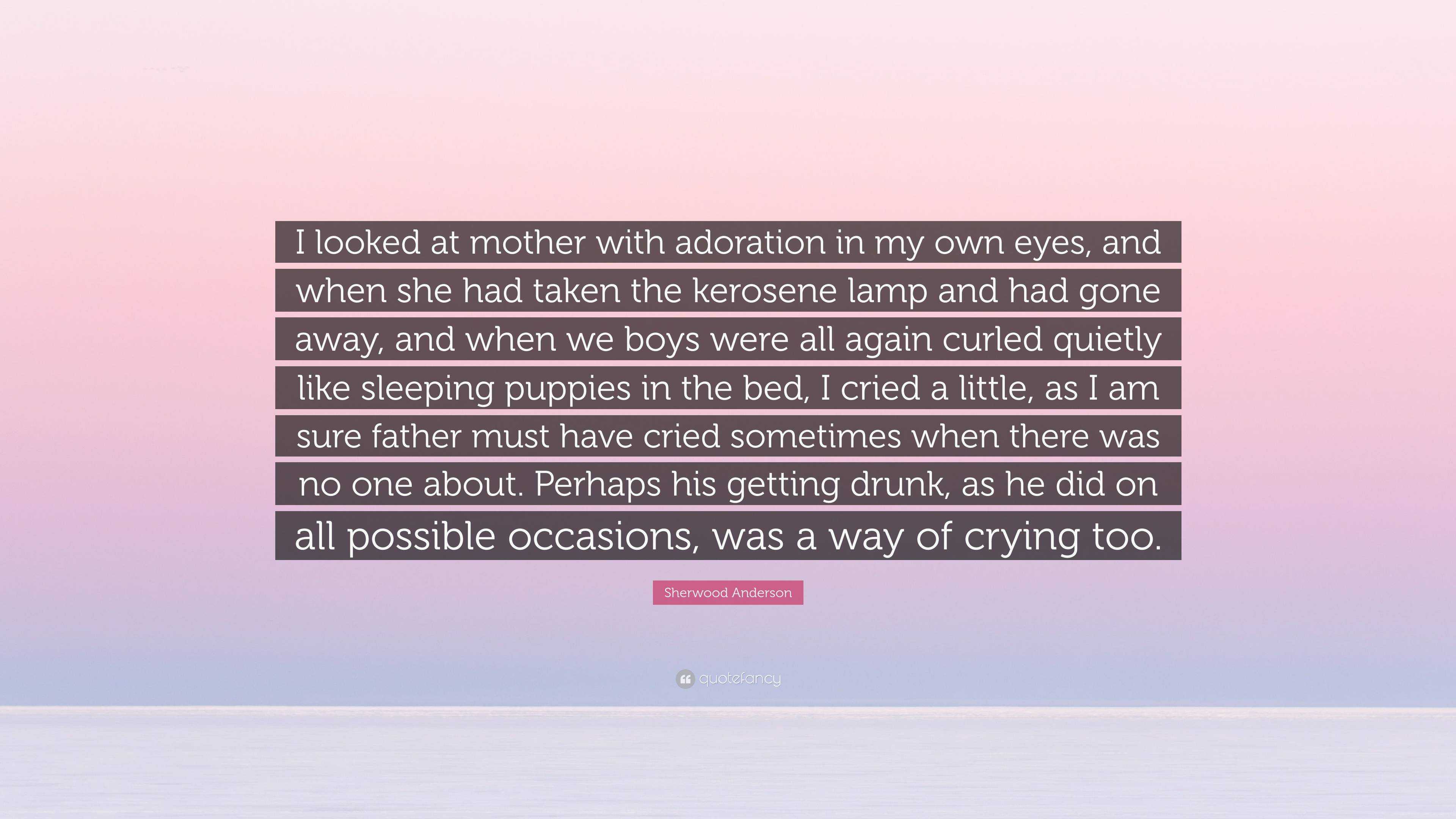 Sherwood Anderson Quote: “I looked at mother with adoration in my own ...