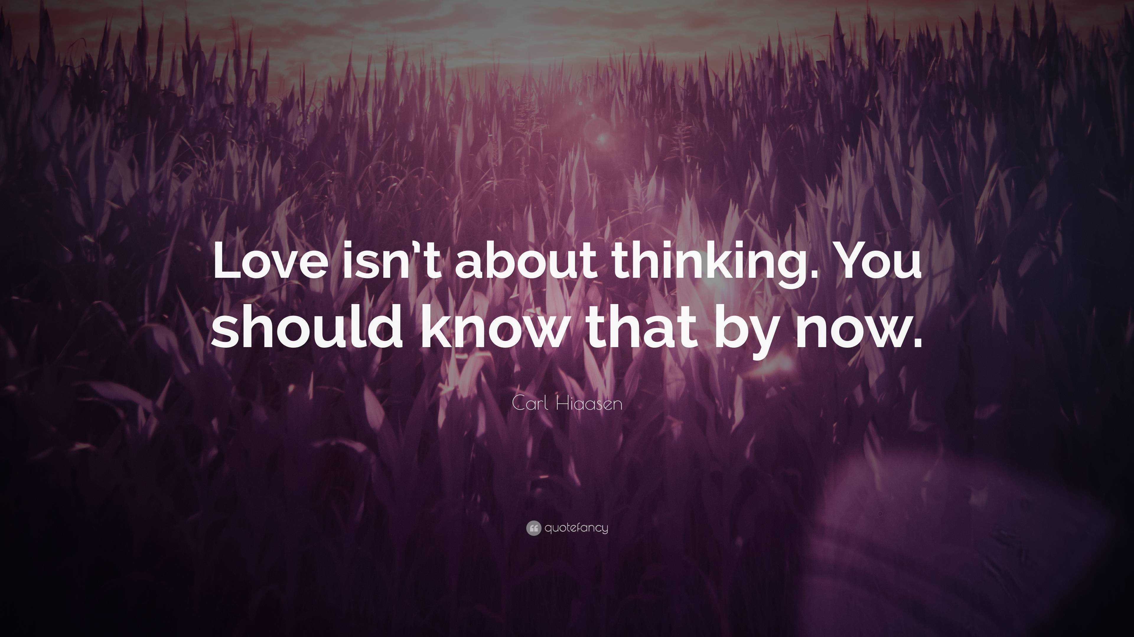 Carl Hiaasen Quote: “Love isn’t about thinking. You should know that by ...