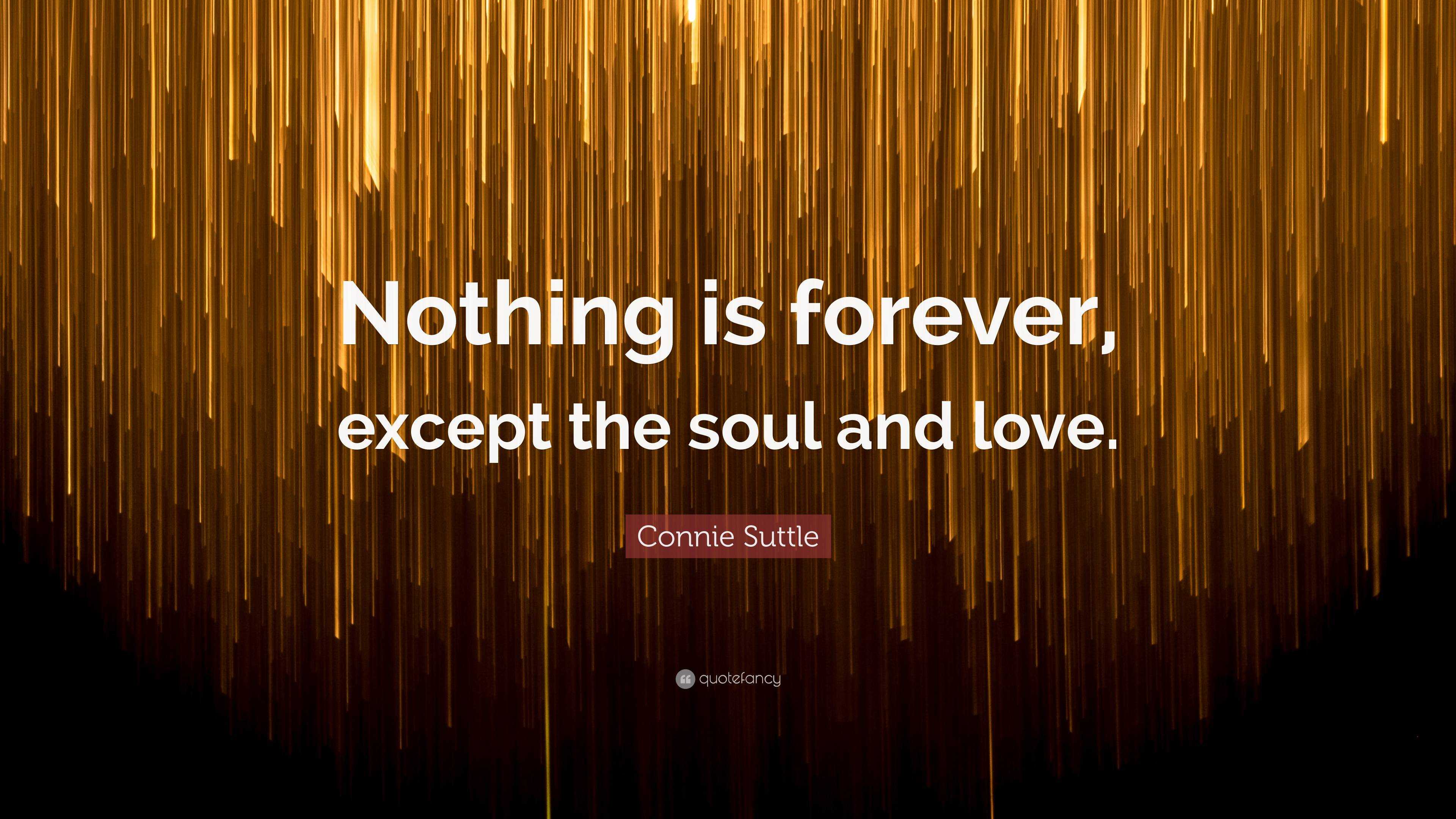 Connie Suttle Quote: “Nothing Is Forever, Except The Soul And Love.”