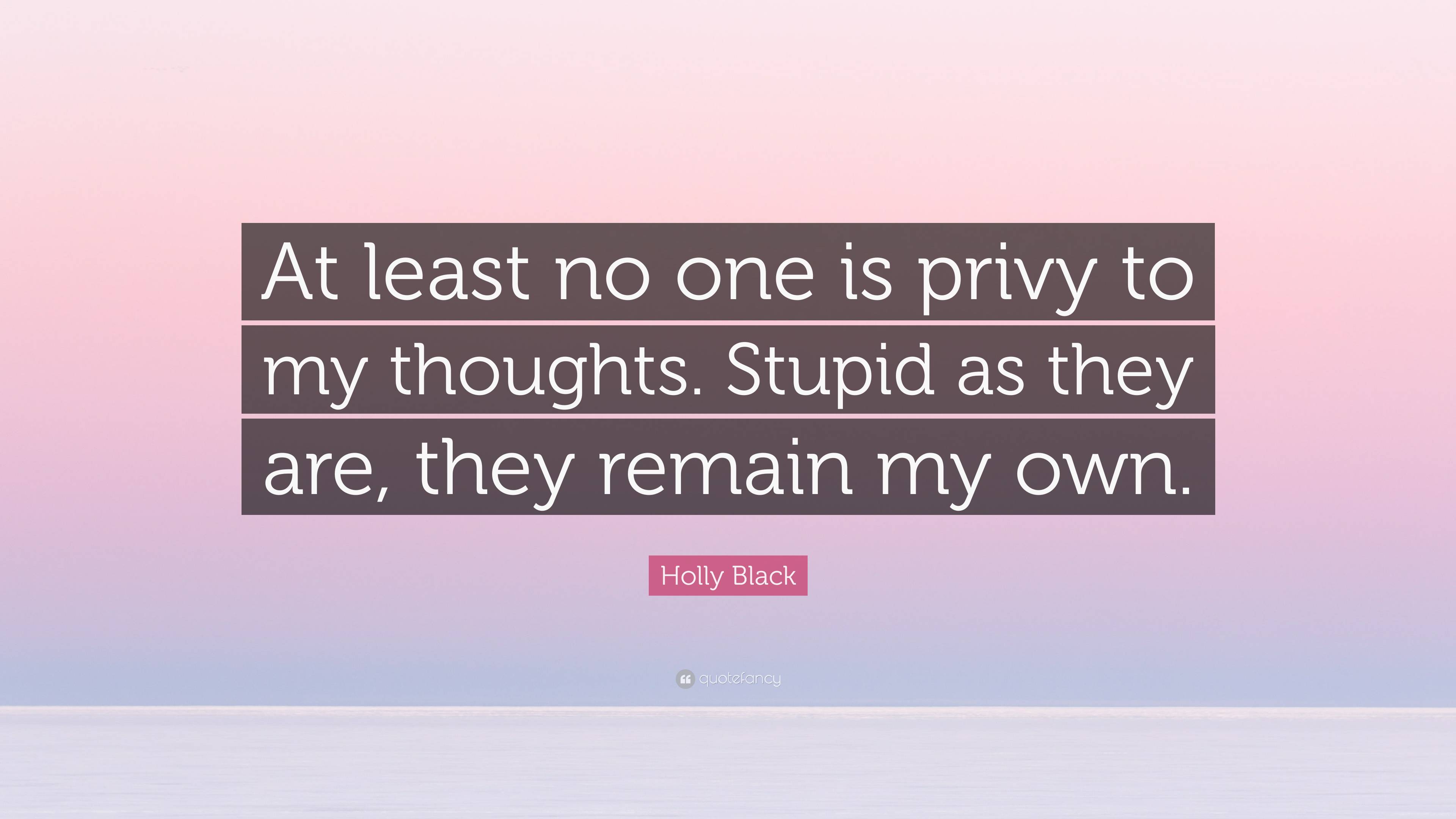 Holly Black Quote: “At least no one is privy to my thoughts. Stupid as ...