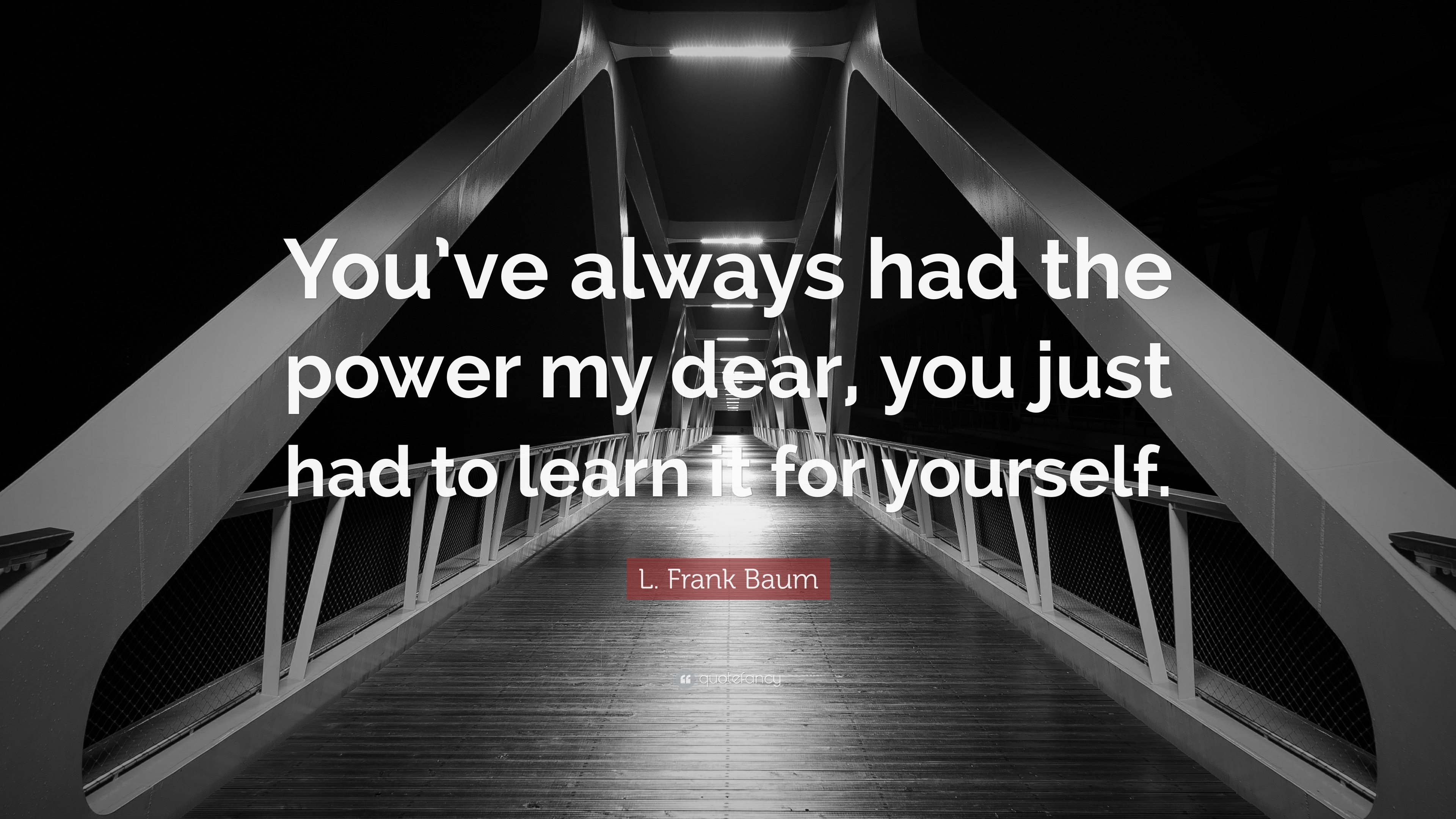 L. Frank Baum Quote: “You've always had the power my dear, you just had to