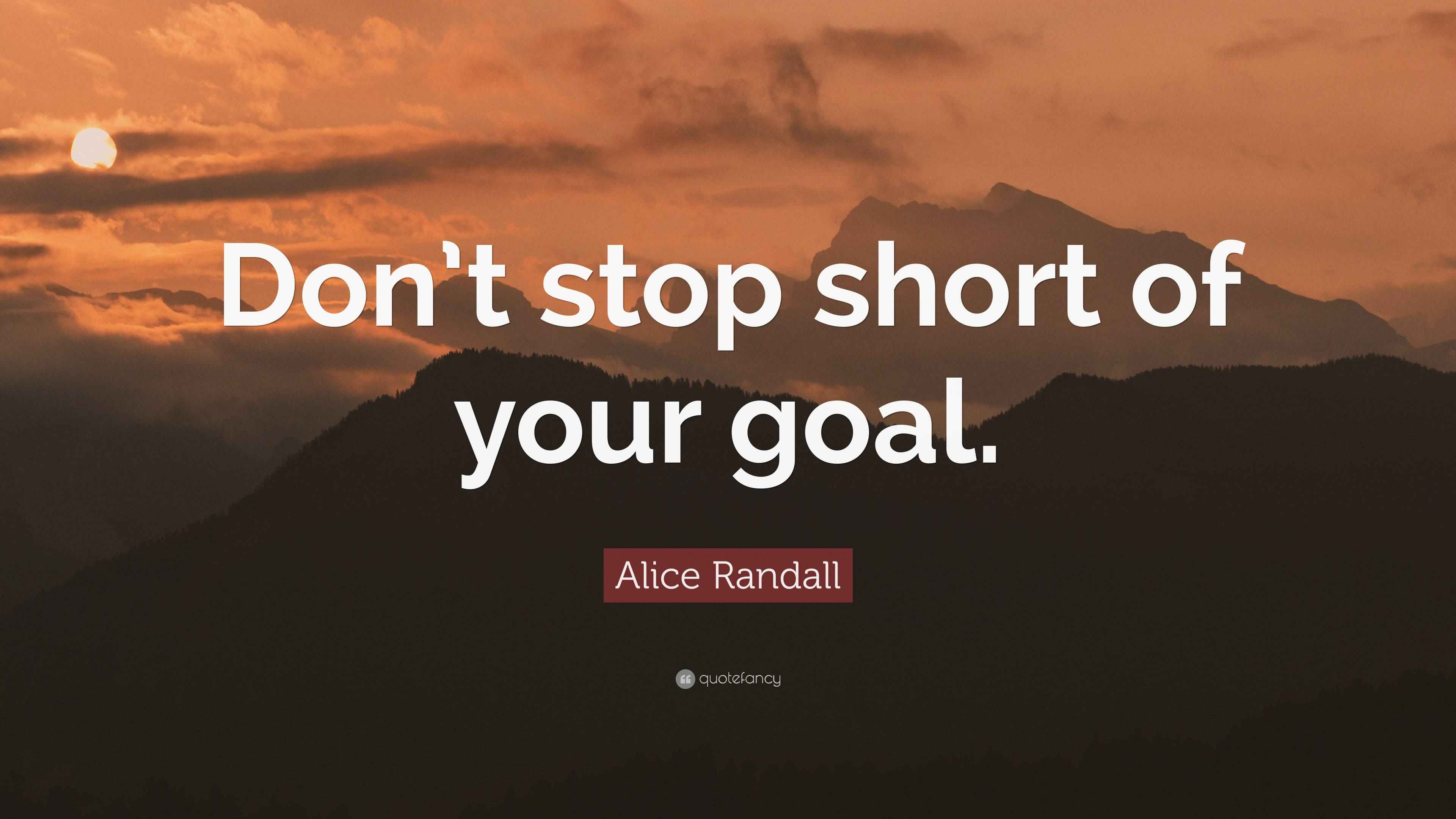 Alice Randall Quote “Don’t stop short of your goal.”