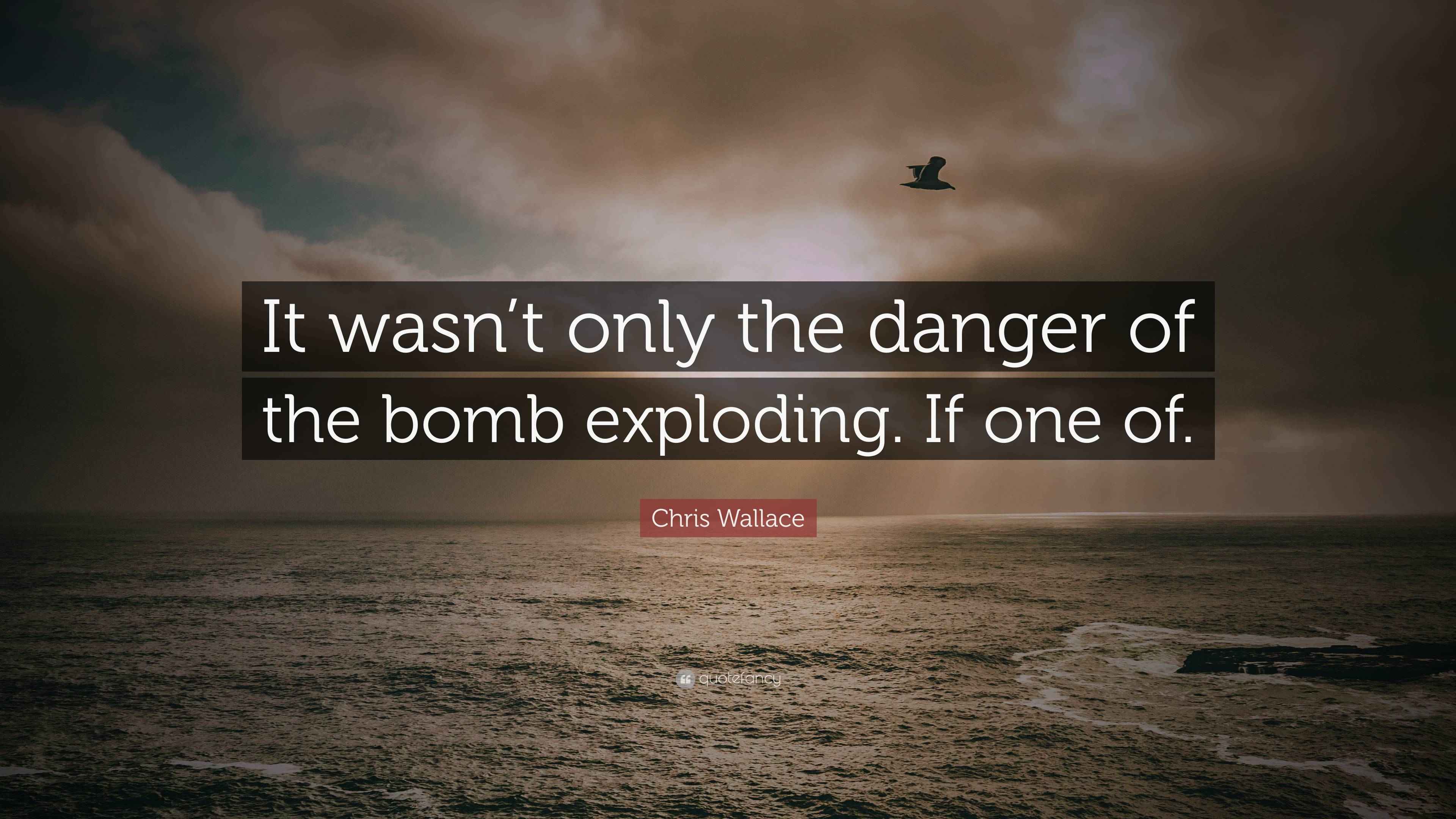 Chris Wallace Quote: “It wasn’t only the danger of the bomb exploding ...