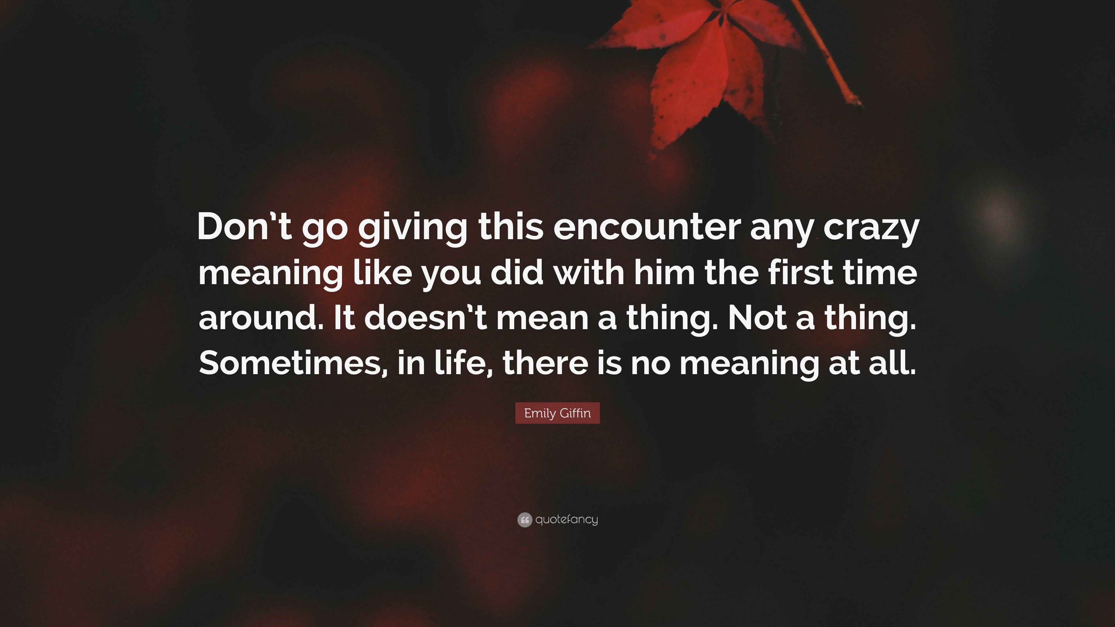 Emily Giffin Quote “Don’t go giving this encounter any crazy meaning like you did with him the