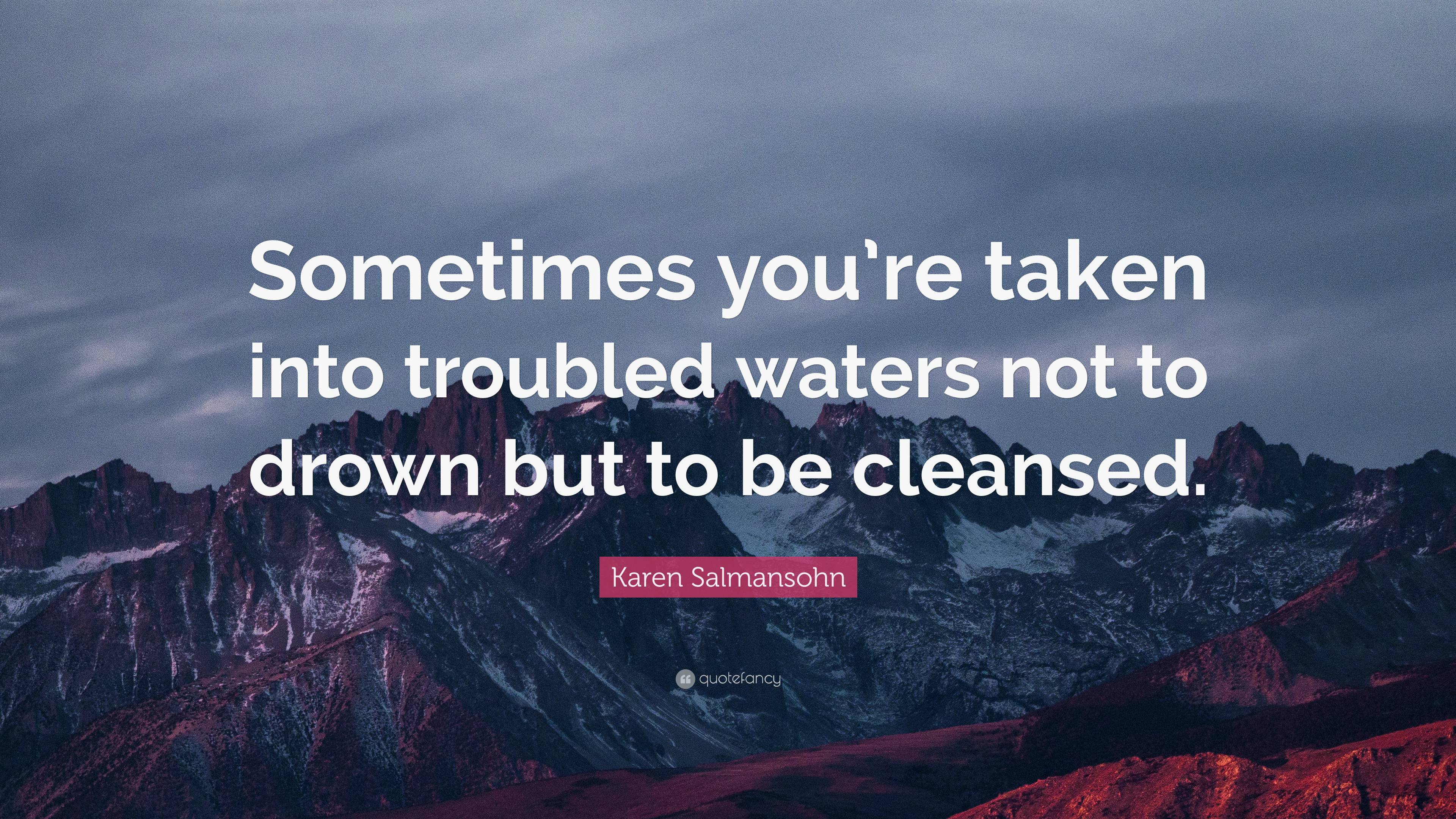 Karen Salmansohn Quote: “Sometimes you’re taken into troubled waters ...