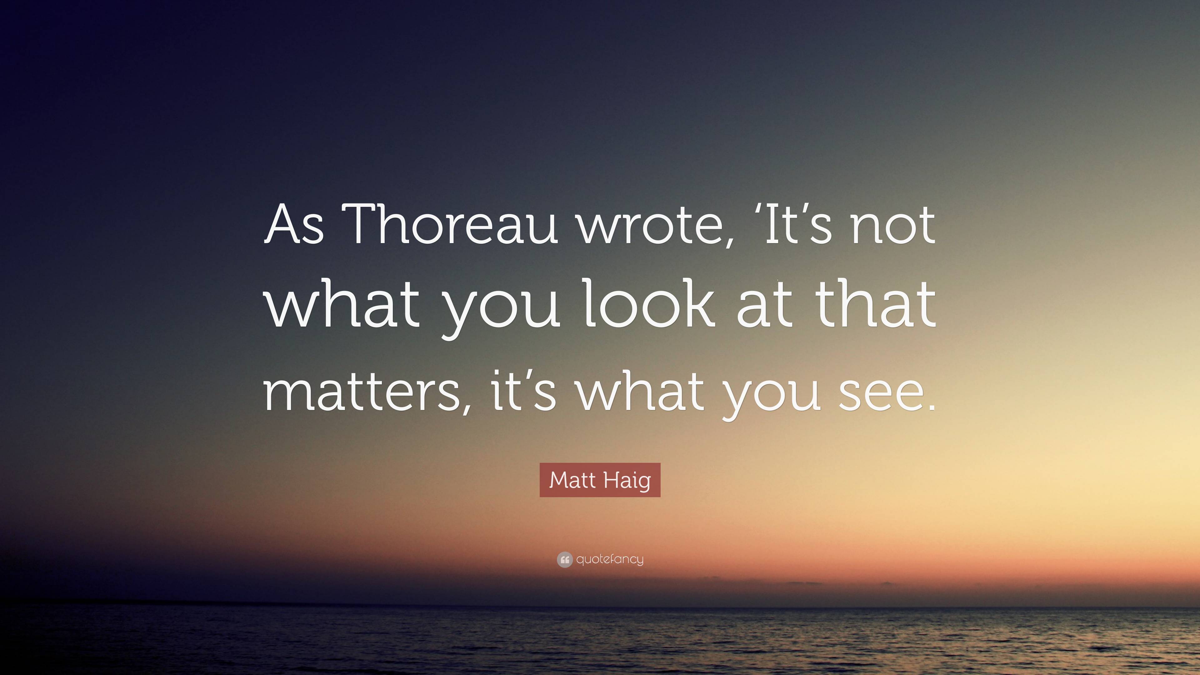 Matt Haig Quote: “As Thoreau wrote, ‘It’s not what you look at that ...