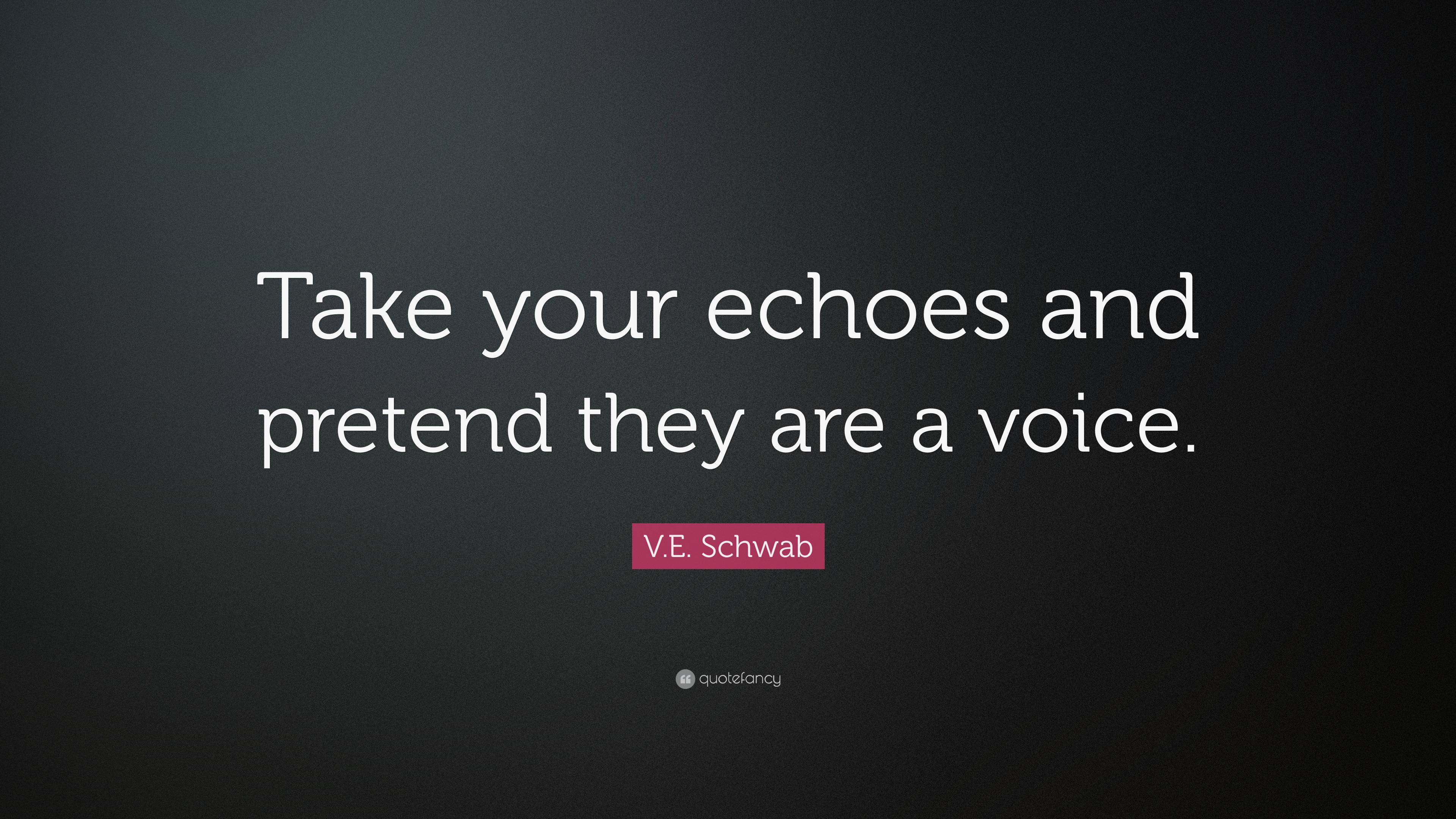 V.E. Schwab Quote: “Take your echoes and pretend they are a voice.”