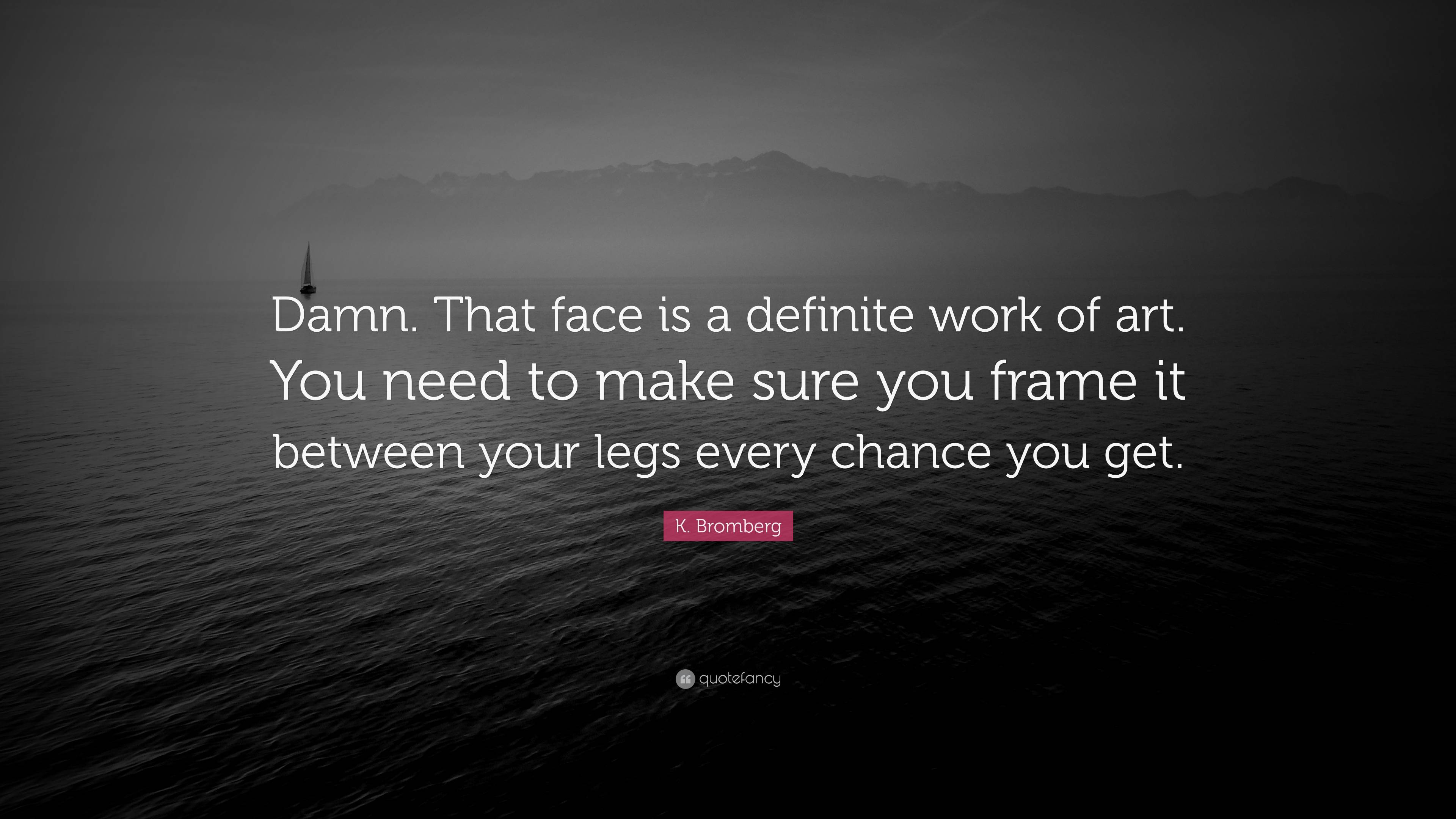K. Bromberg Quote: “Damn. That face is a definite work of art. You need ...