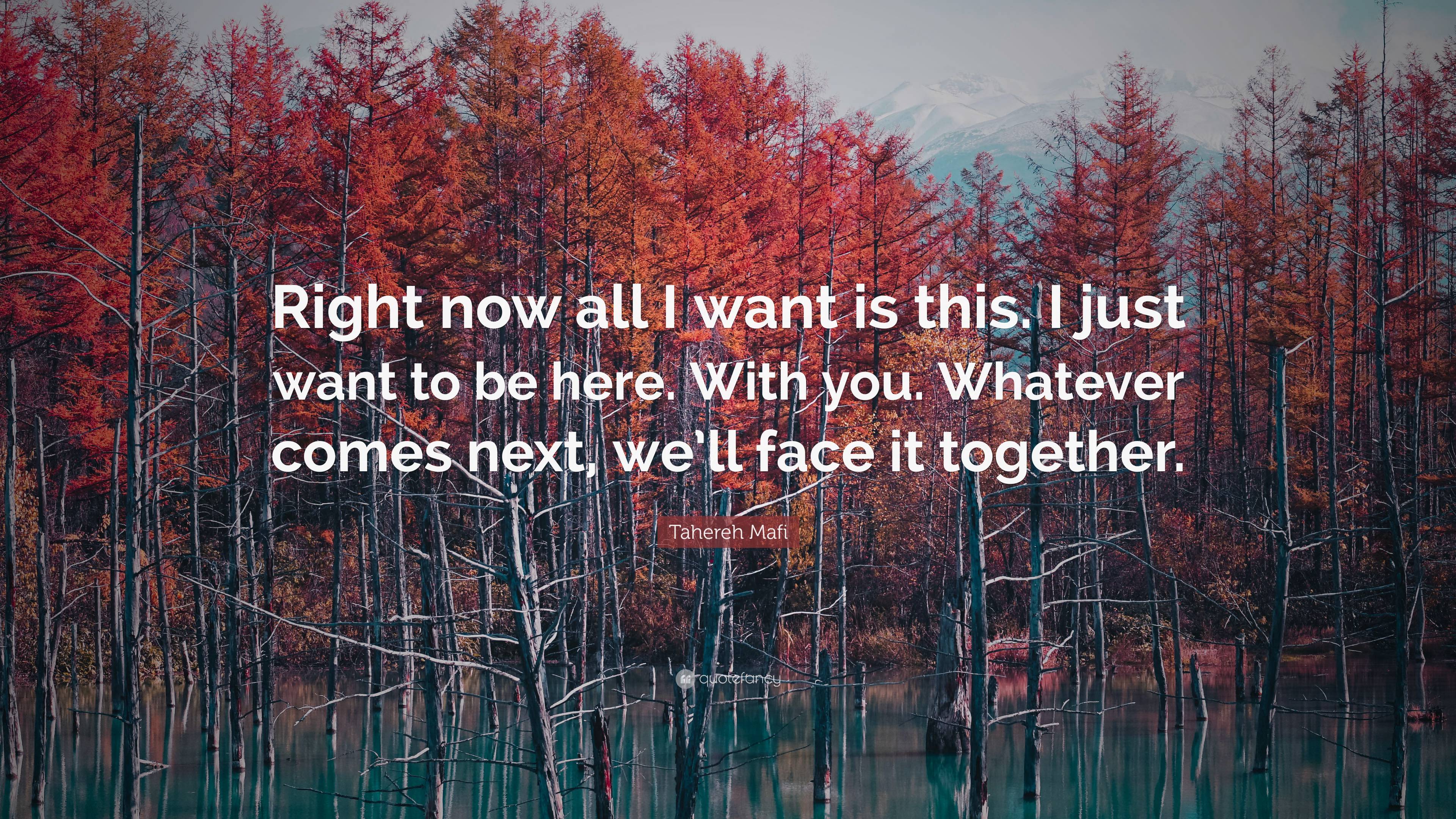 Tahereh Mafi Quote: “Right now all I want is this. I just want to be ...