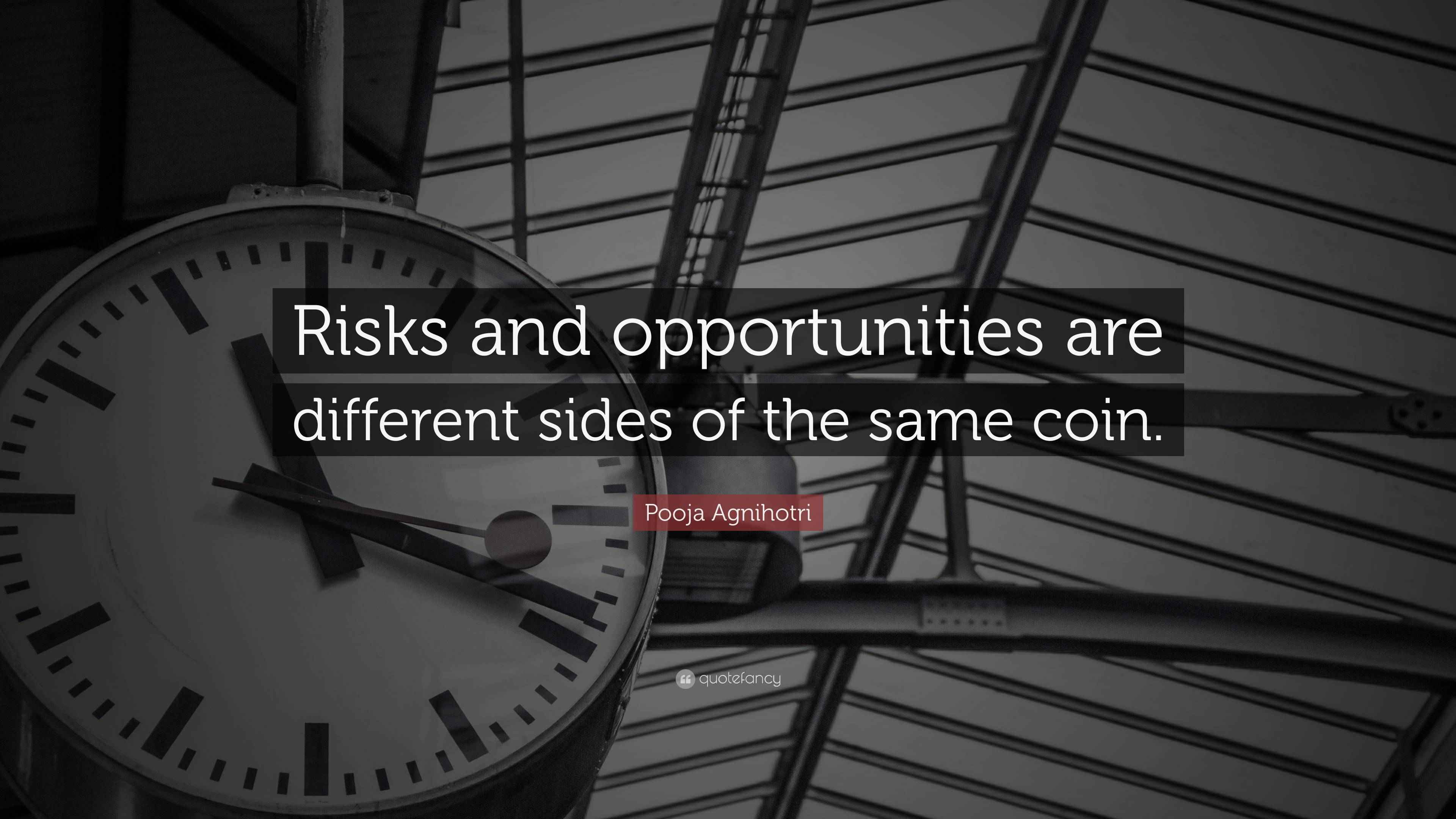 Pooja Agnihotri Quote: “Risks and opportunities are different sides of ...