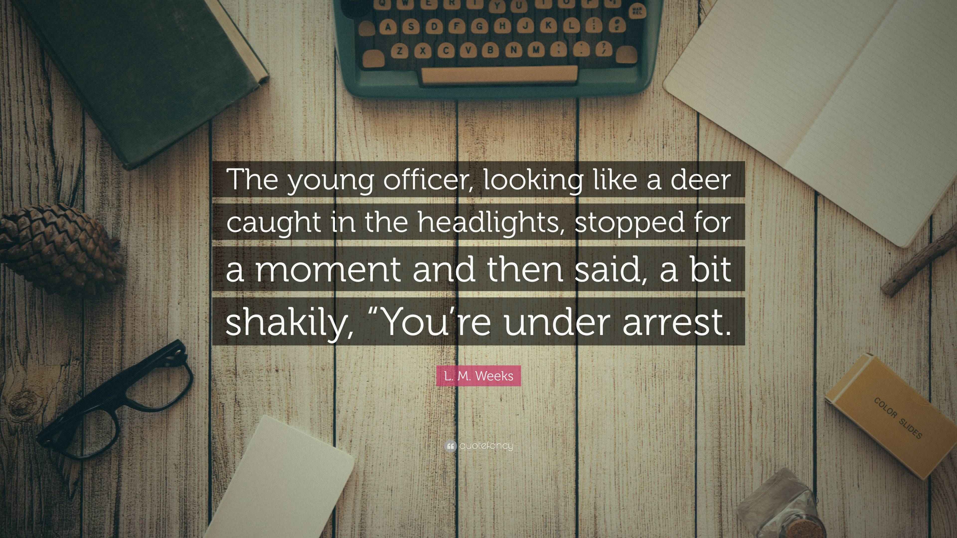 L. M. Weeks Quote “The young officer, looking like a deer caught in