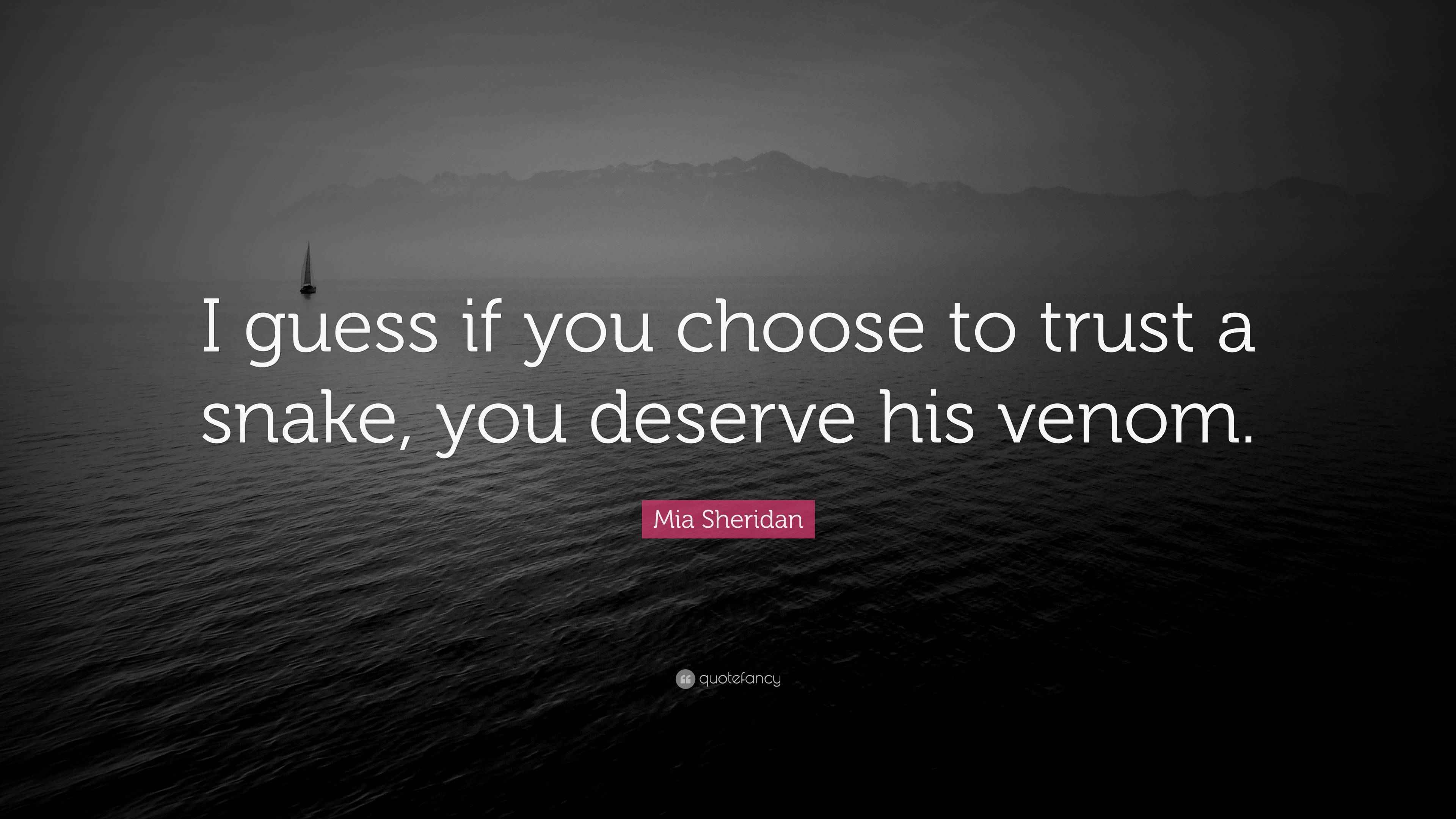 Mia Sheridan Quote “I guess if you choose to trust a snake, you