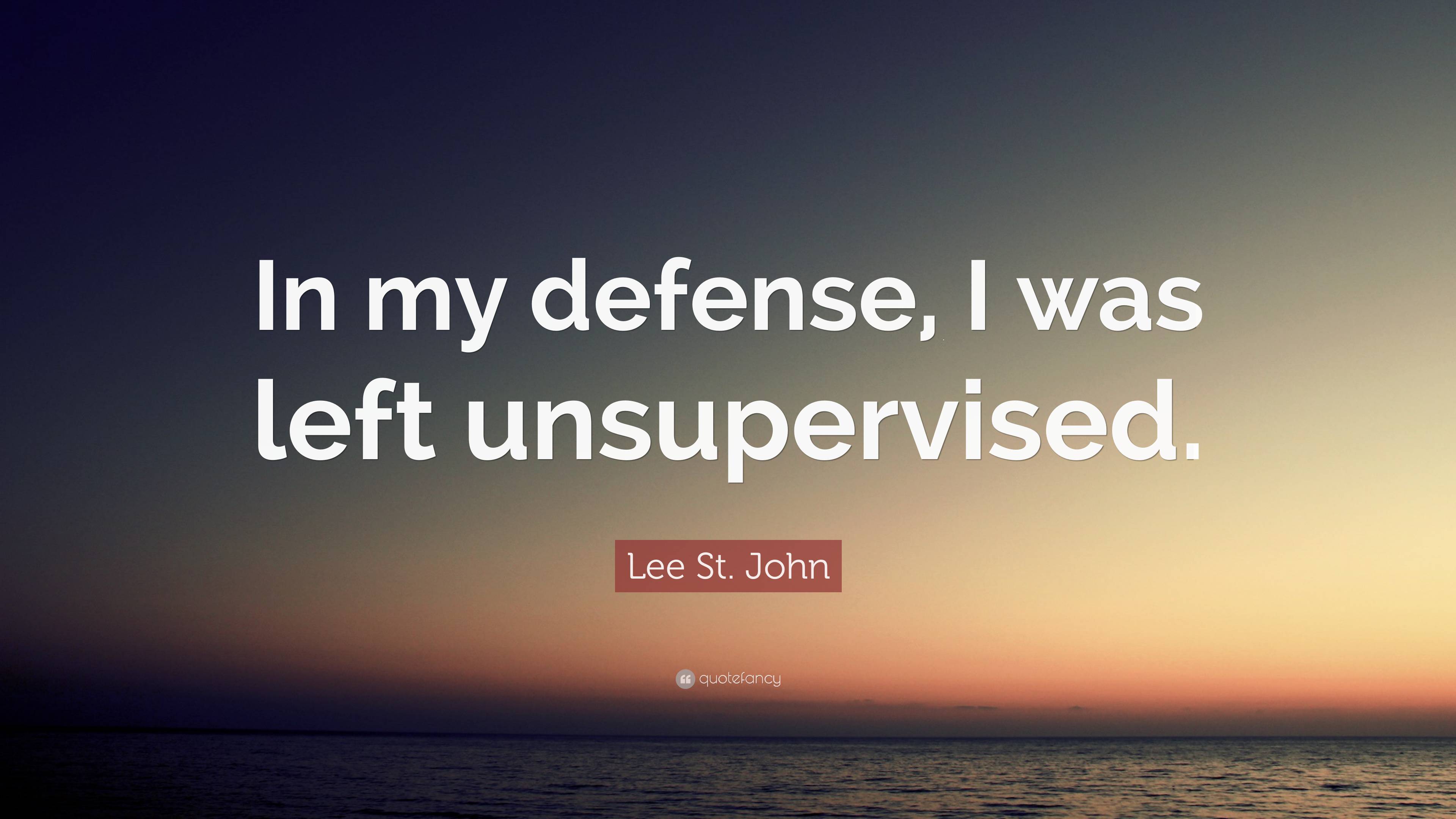 Lee St. John Quote: “In My Defense, I Was Left Unsupervised.”