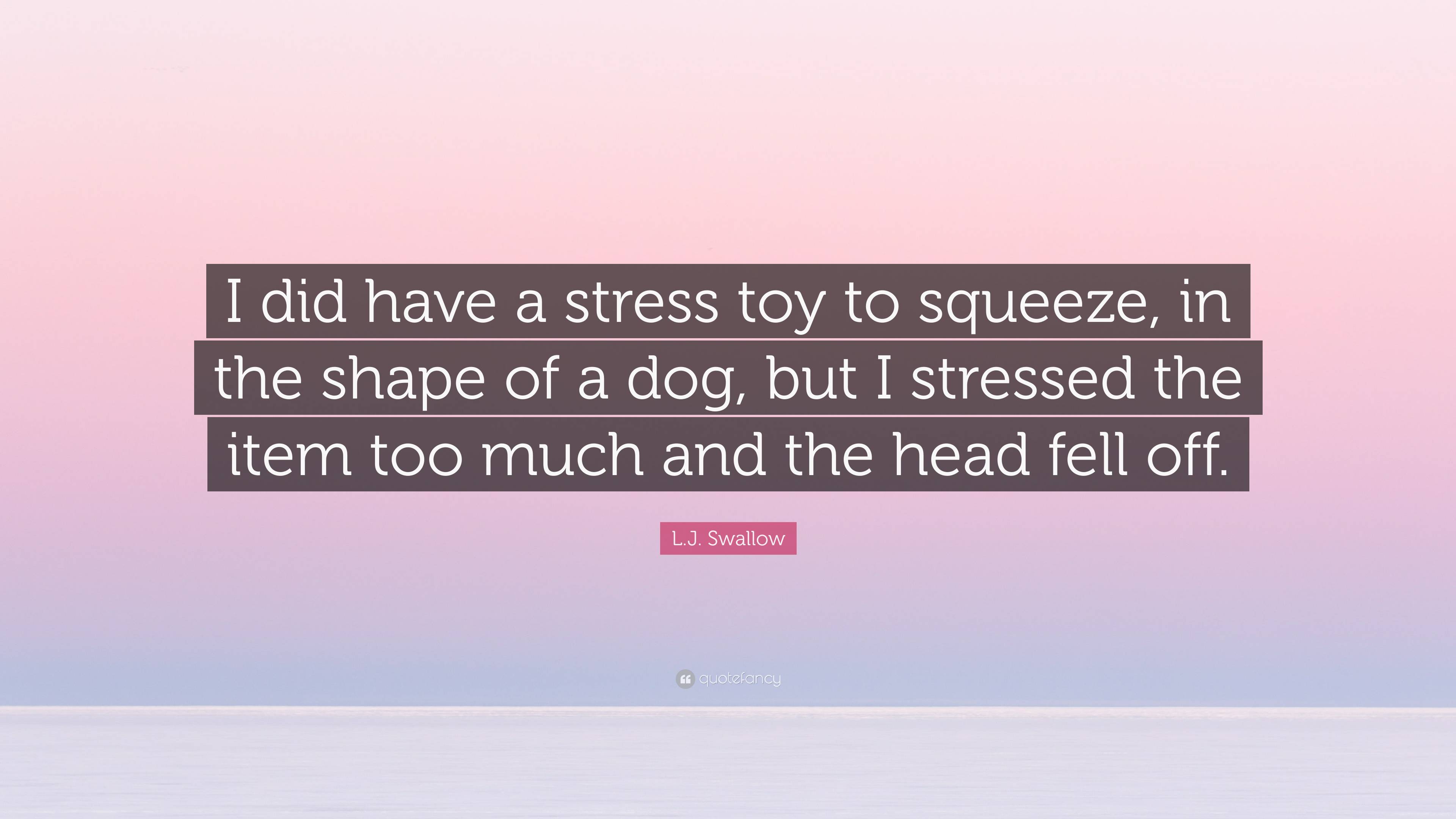 L.J. Swallow Quote: “I did have a stress toy to squeeze, in the shape of a