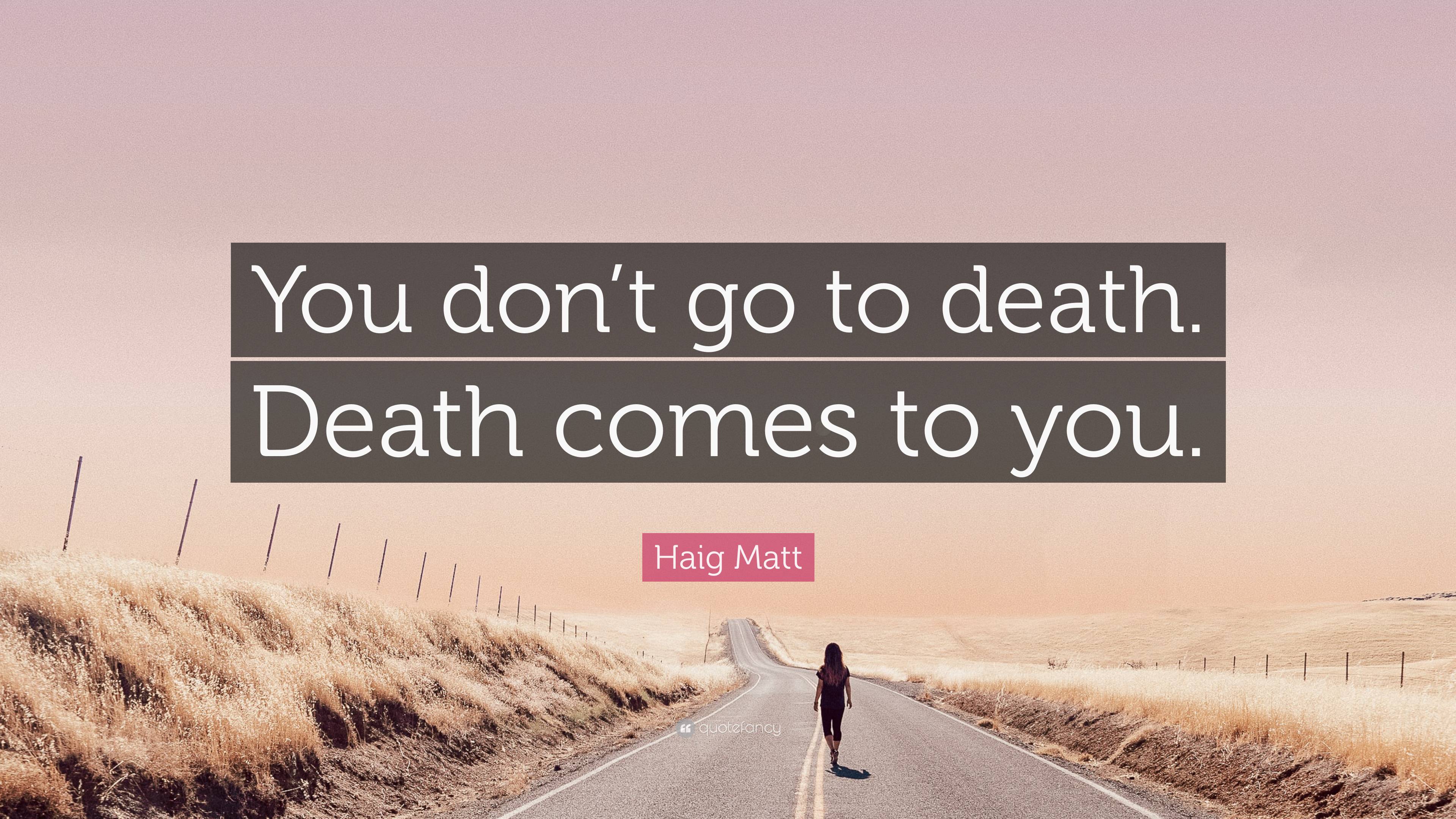 Haig Matt Quote: “you Don’t Go To Death. Death Comes To You.”