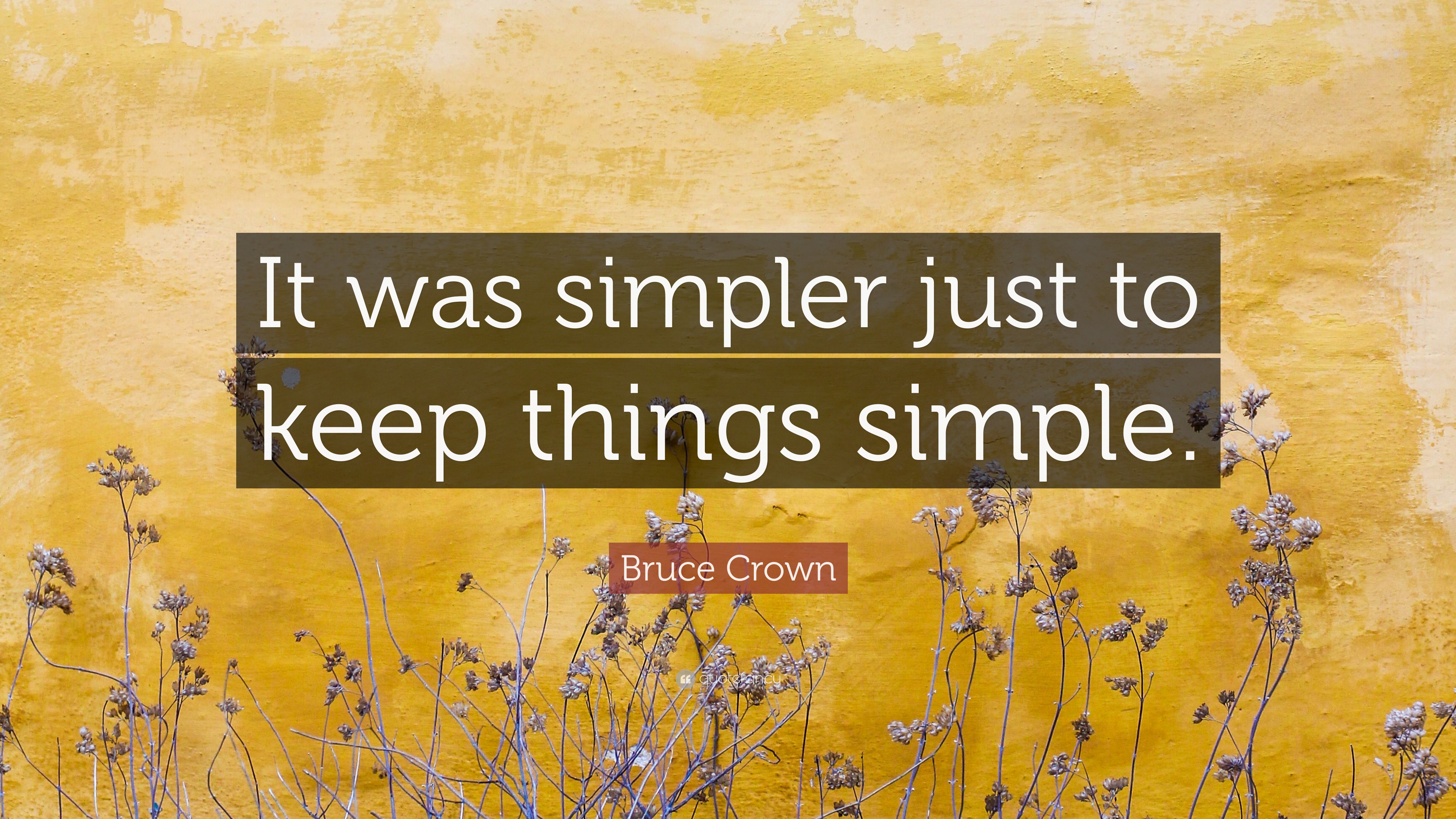 Bruce Crown Quote: “It was simpler just to keep things simple.”