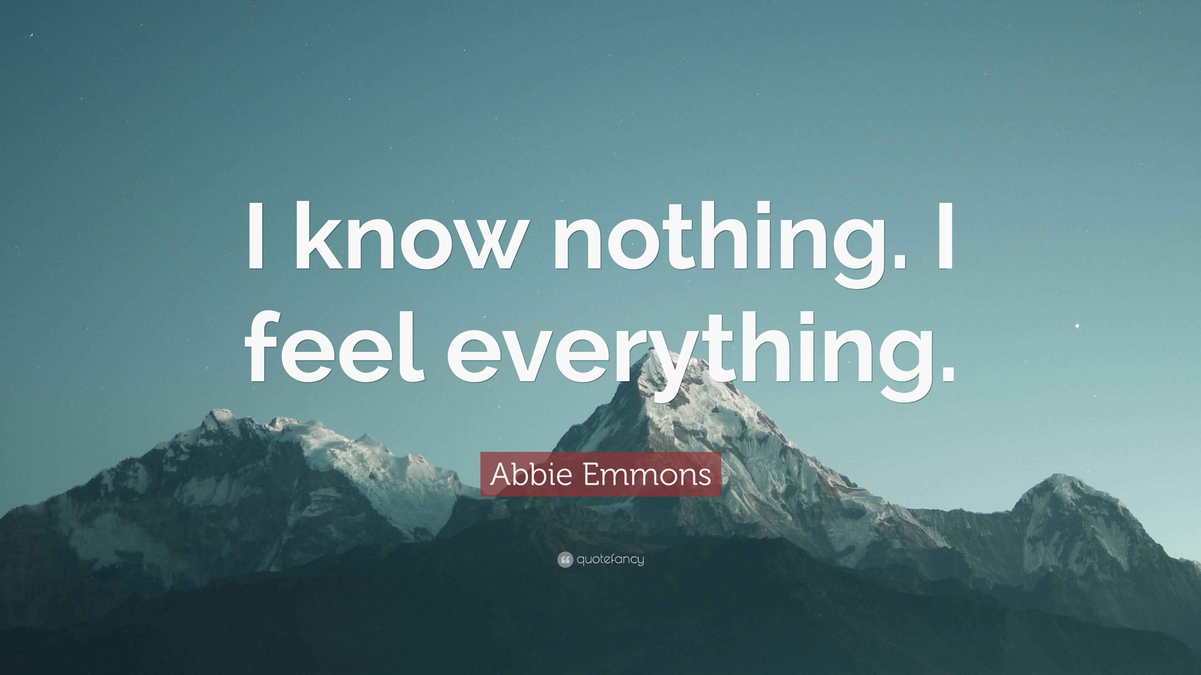Abbie Emmons Quote “I know nothing. I feel everything.”