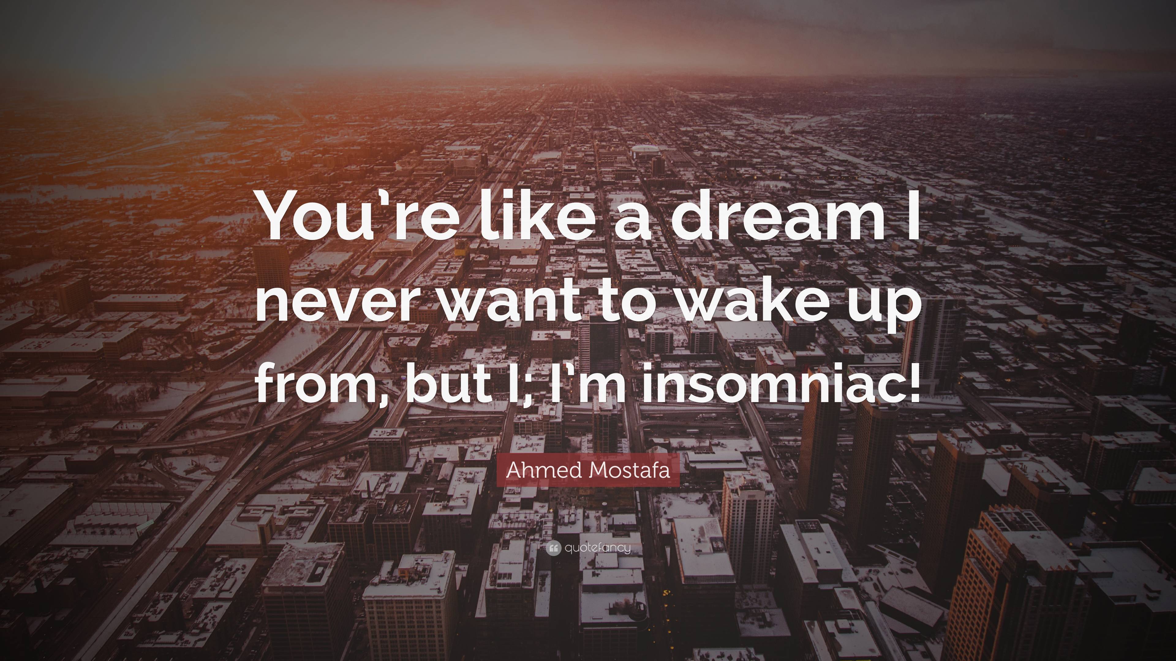 Ahmed Mostafa Quote “You’re like a dream I never want to wake up from