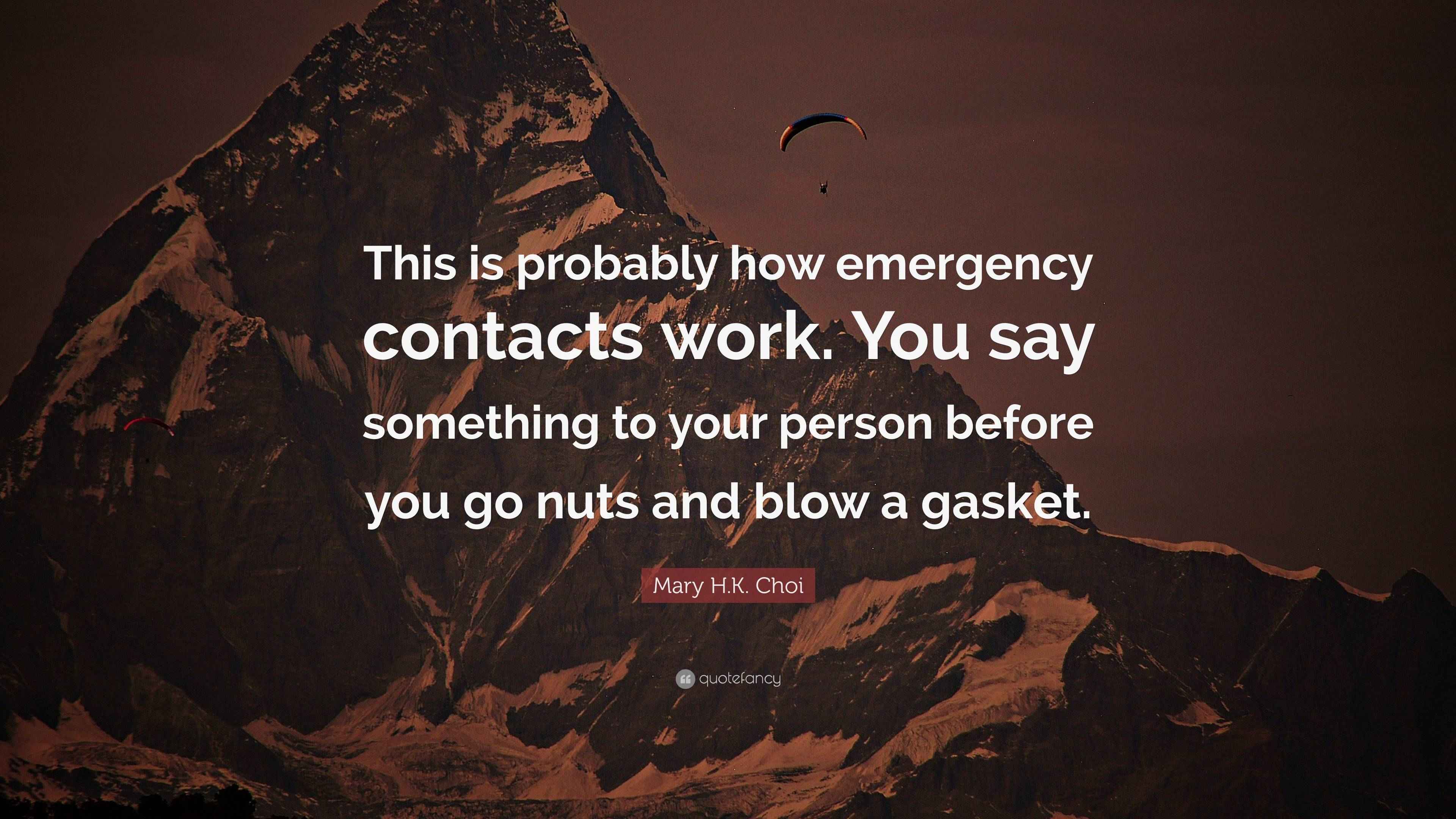 Mary H.K. Choi Quote “This is probably how emergency contacts work