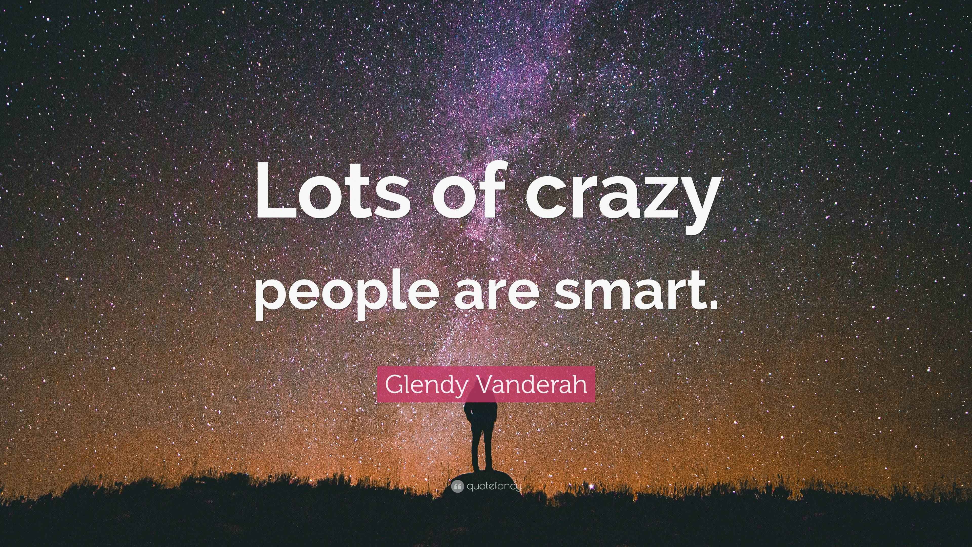 Glendy Vanderah Quote “Lots of crazy people are smart.”