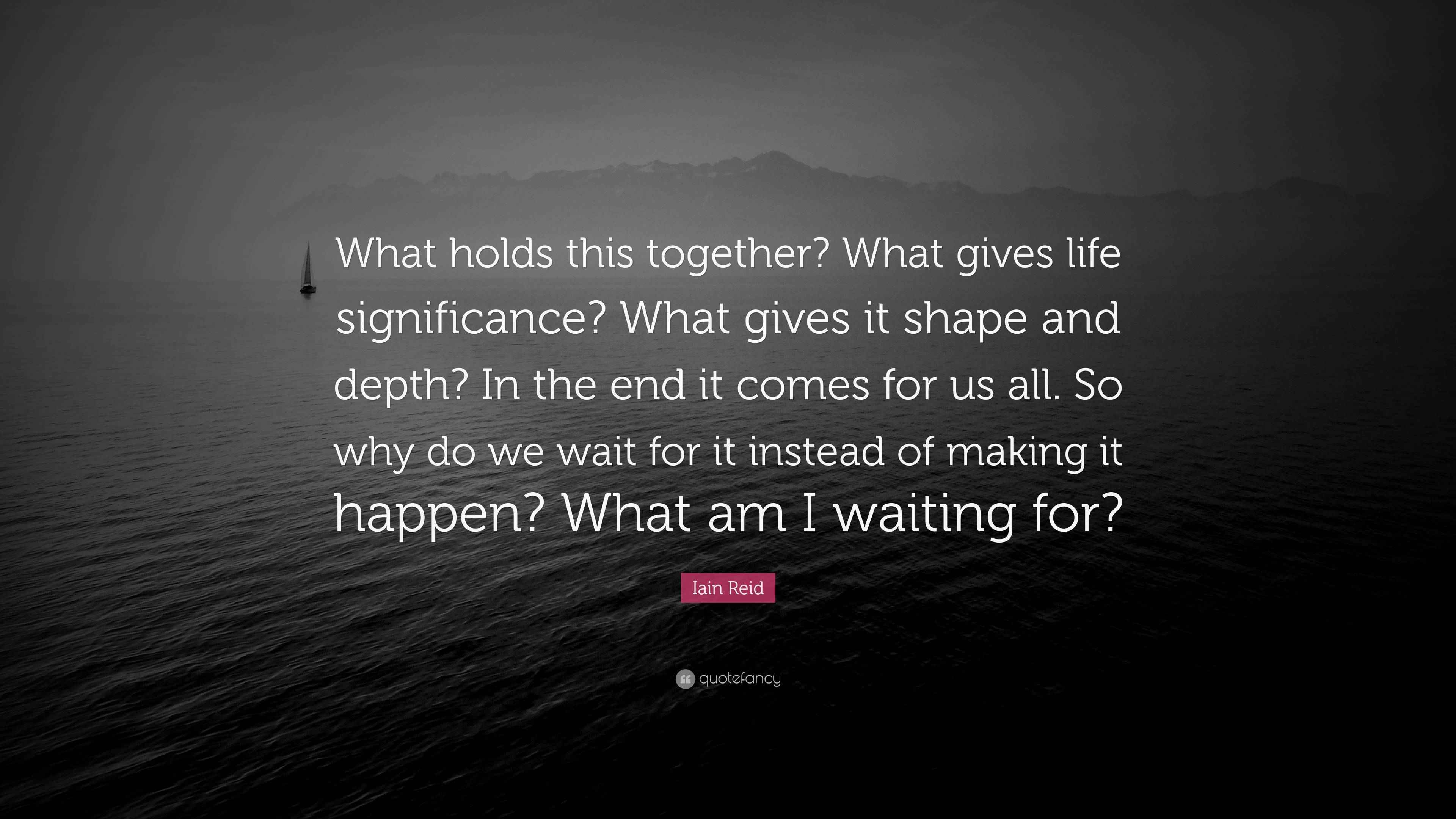 Iain Reid Quote “What holds this together? What gives life