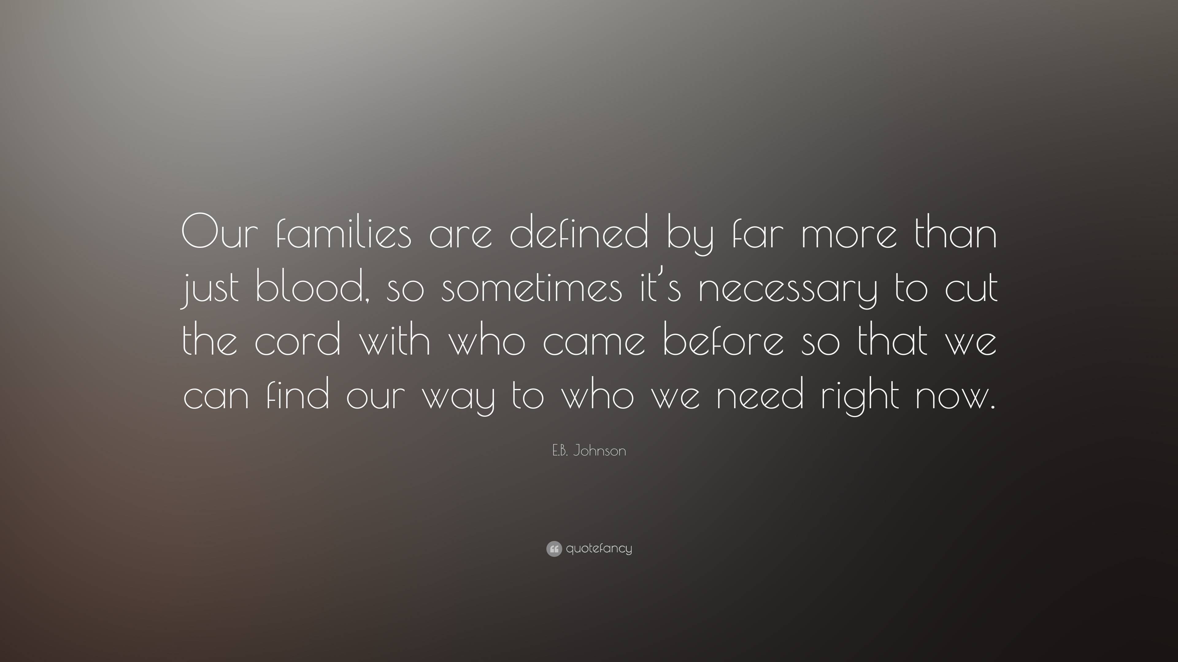 E.B. Johnson Quote Our families are defined by far more than