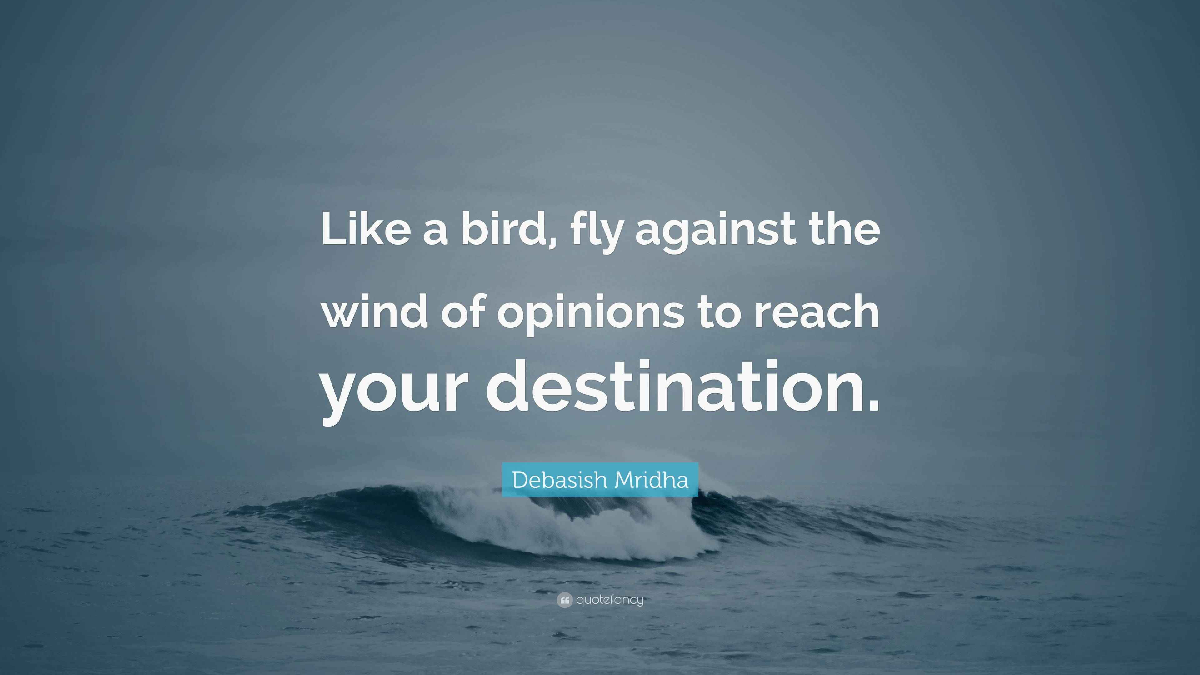 Debasish Mridha Quote “Like a bird, fly against the wind of opinions