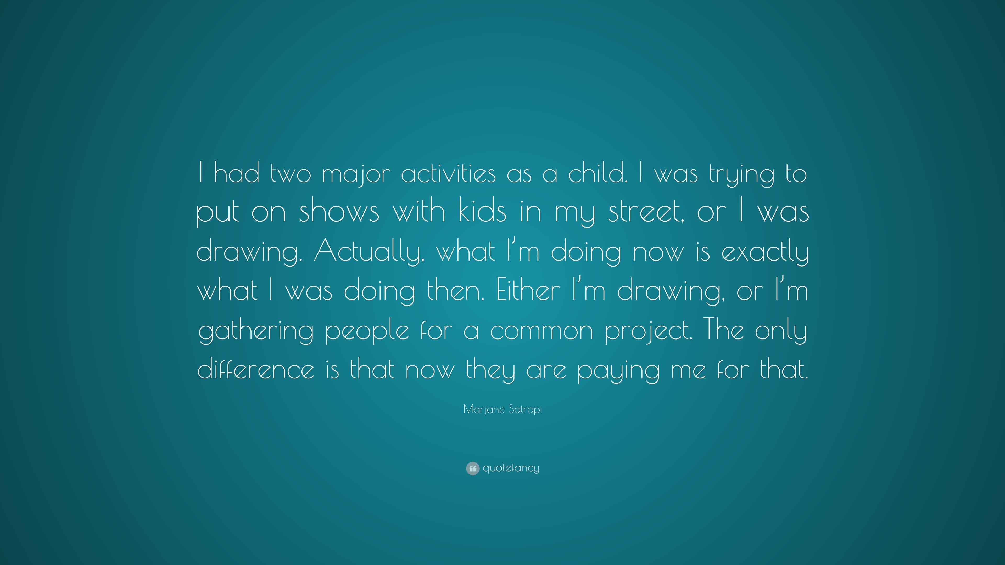 Marjane Satrapi Quote: “I had two major activities as a child. I was ...