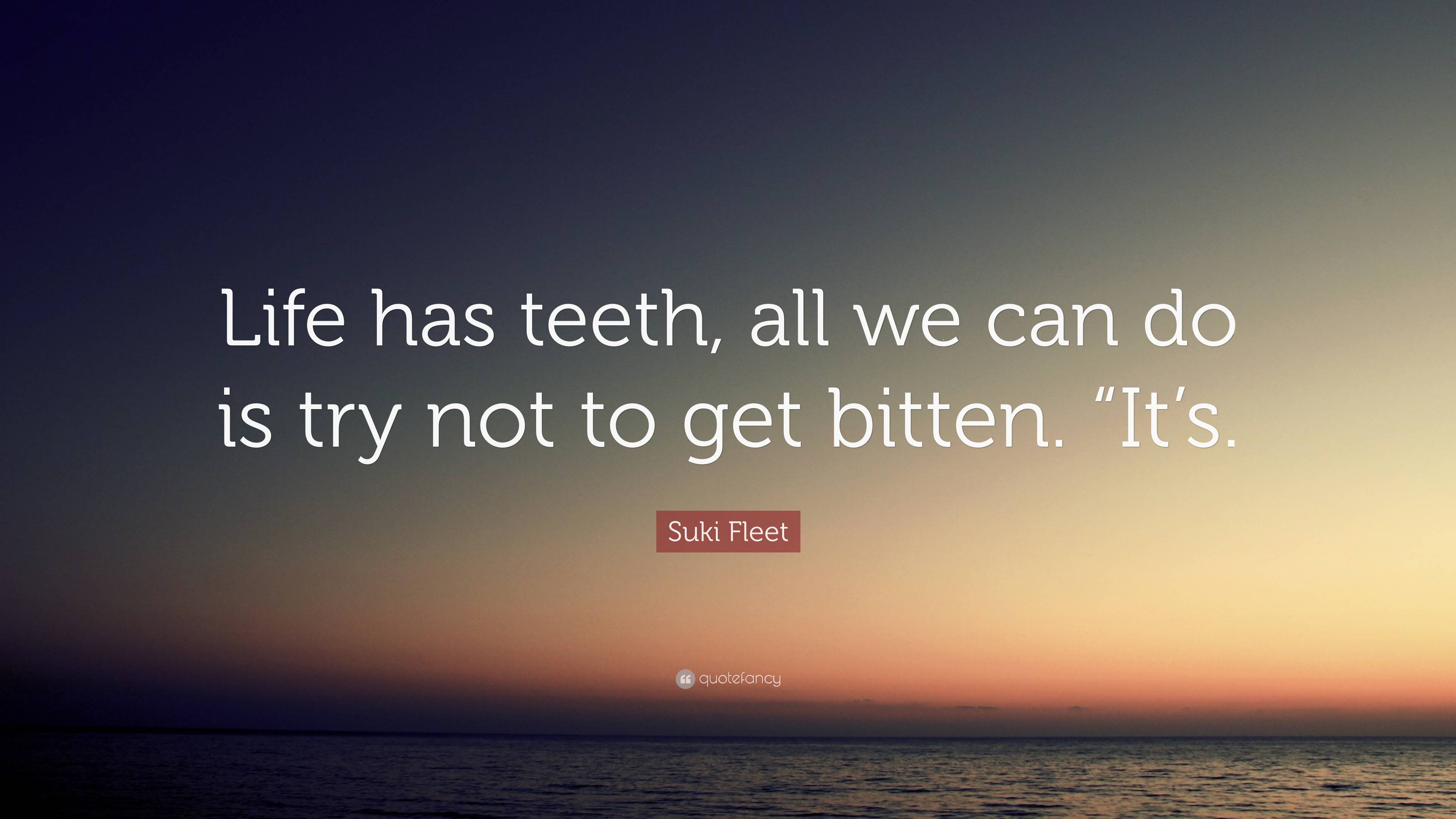 Suki Fleet Quote: “Life has teeth, all we can do is try not to get ...