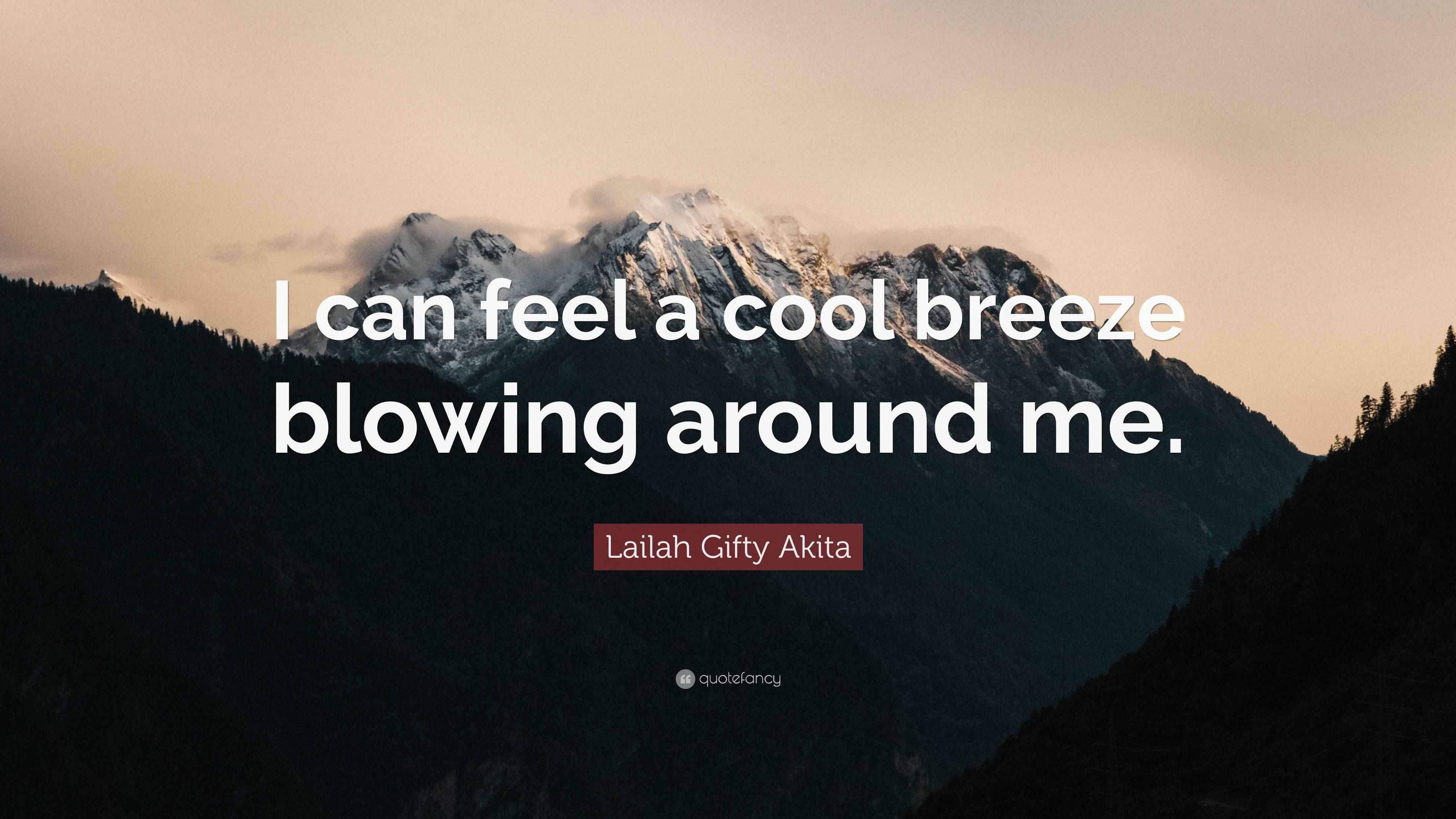 Lailah Gifty Akita Quote “I can feel a cool breeze blowing around me.”