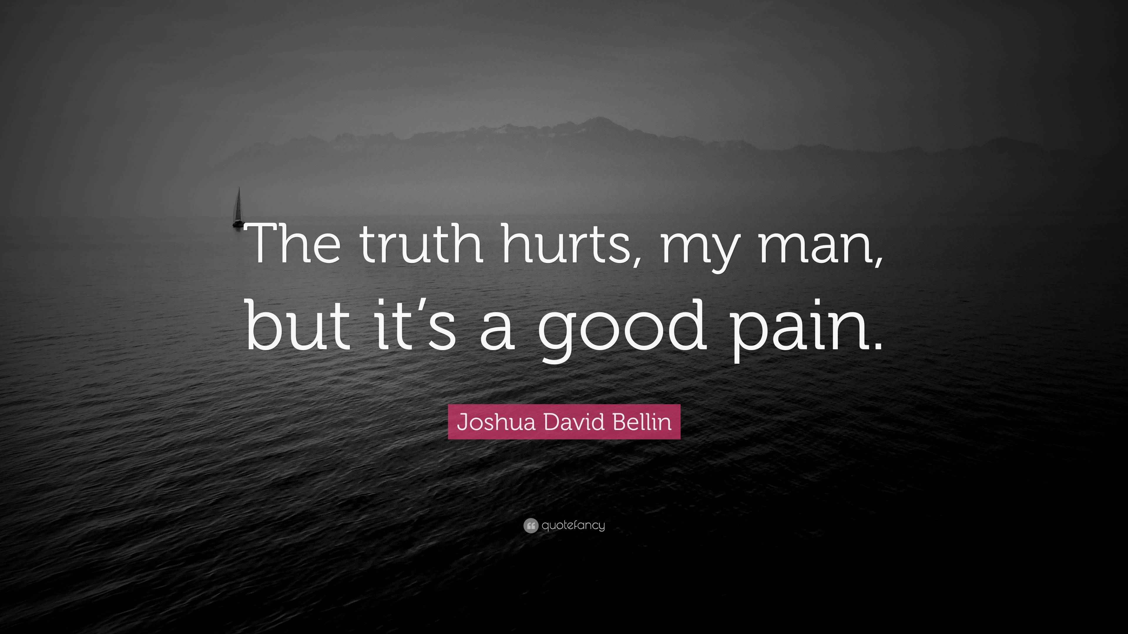 Joshua David Bellin Quote: “The truth hurts, my man, but it’s a good pain.”