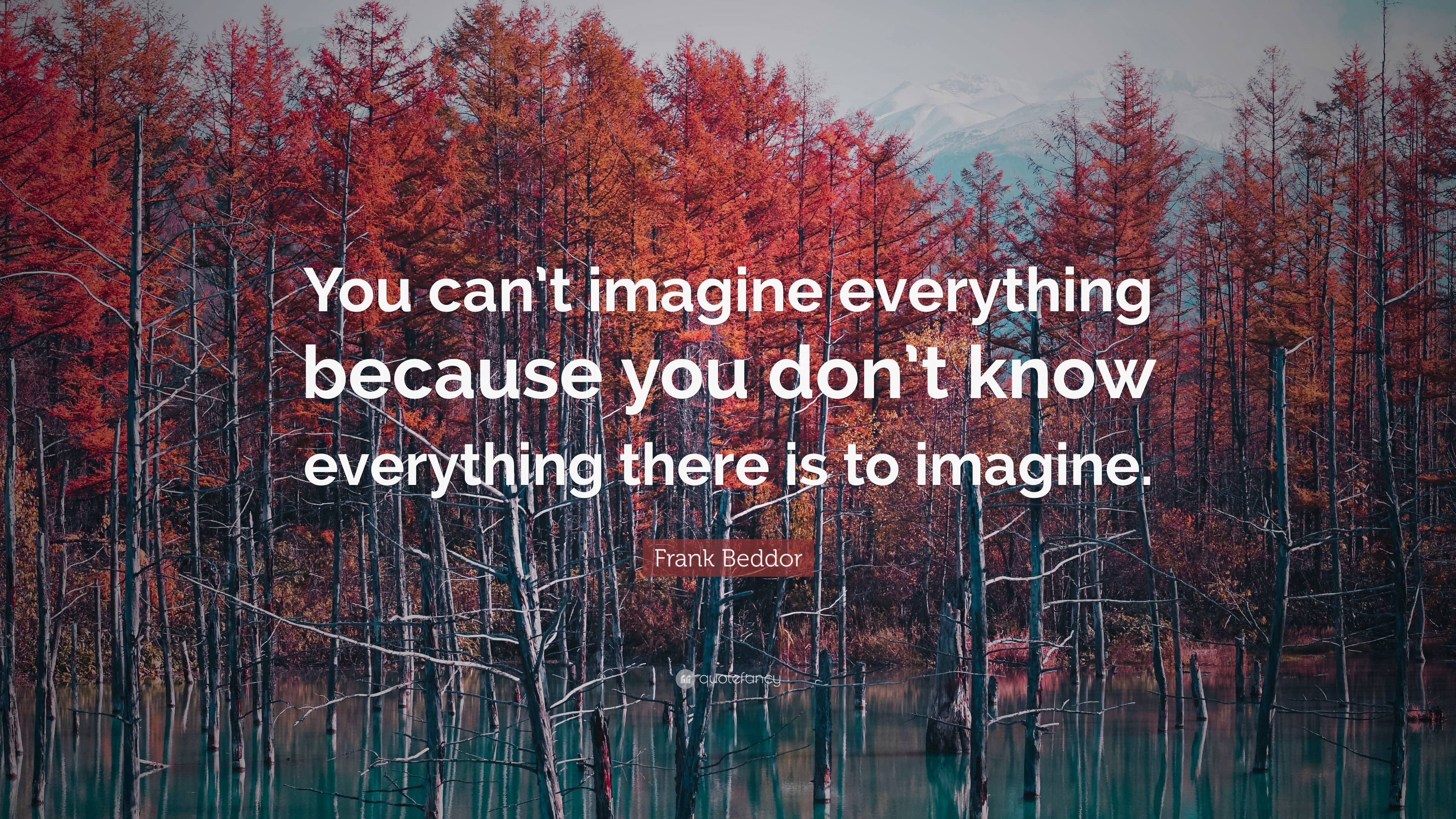 Frank Beddor Quote: “You can’t imagine everything because you don’t ...