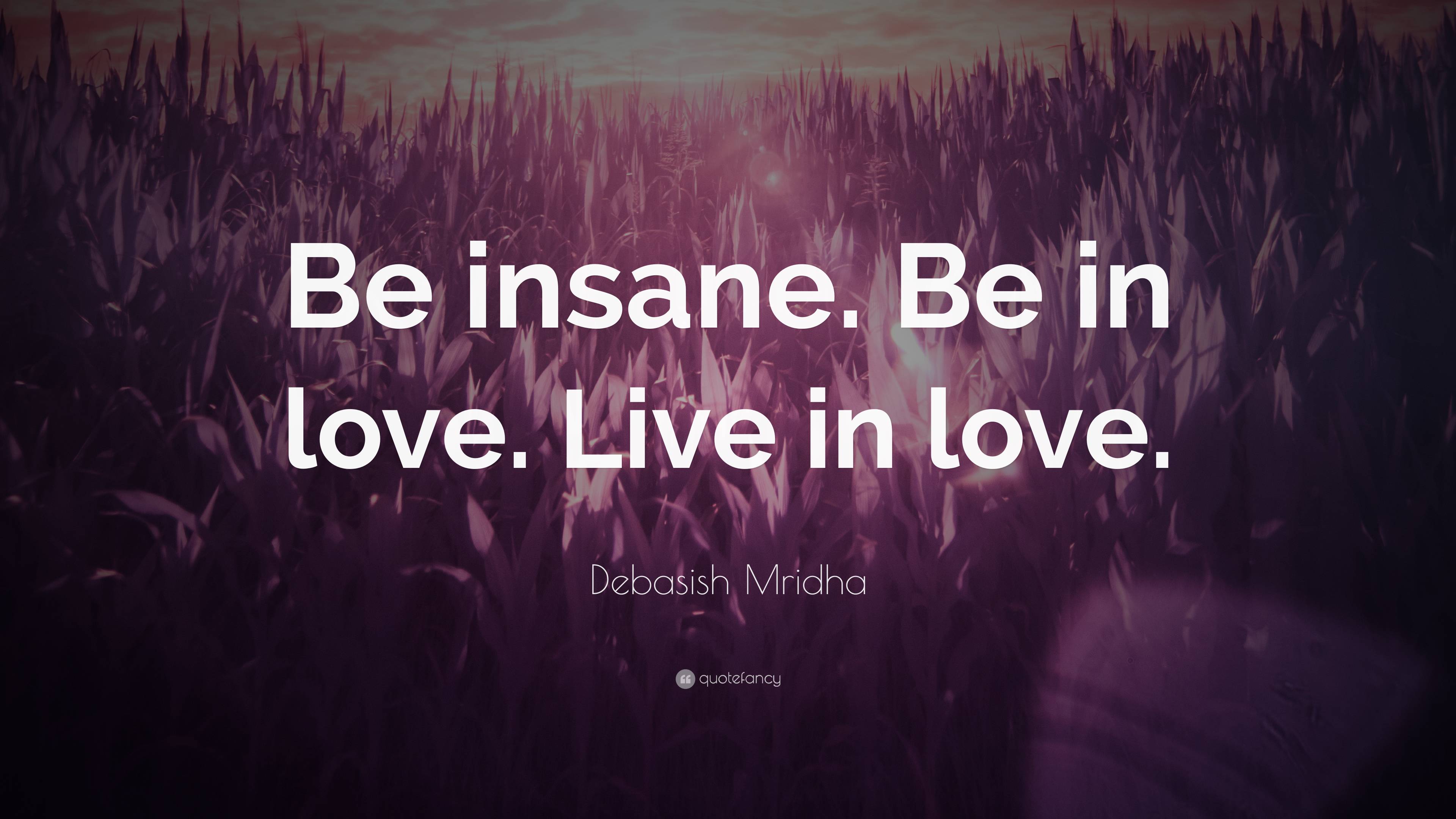 Debasish Mridha Quote: “Be insane. Be in love. Live in love.”