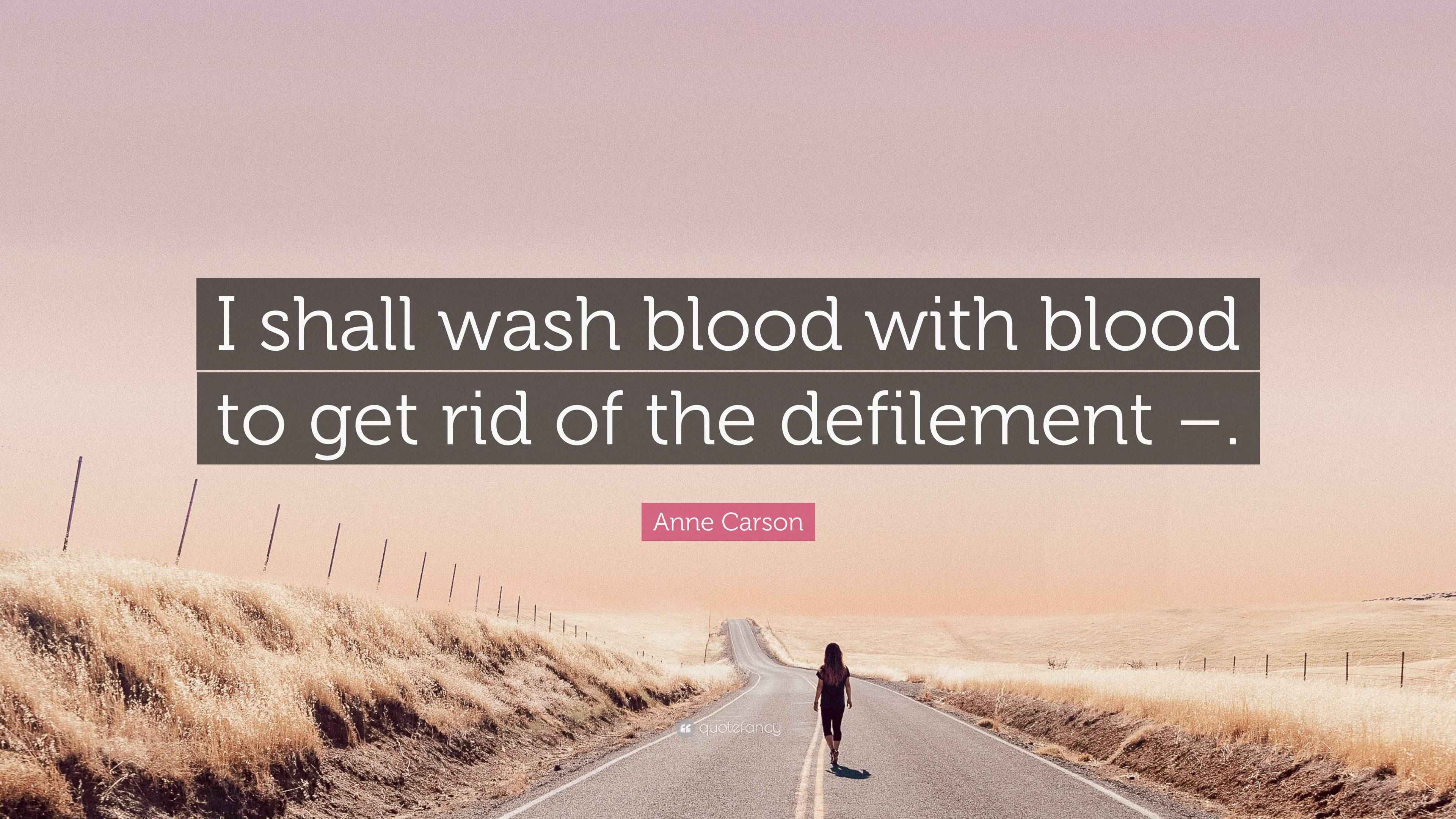 Anne Carson Quote “I shall wash blood with blood to get rid of the