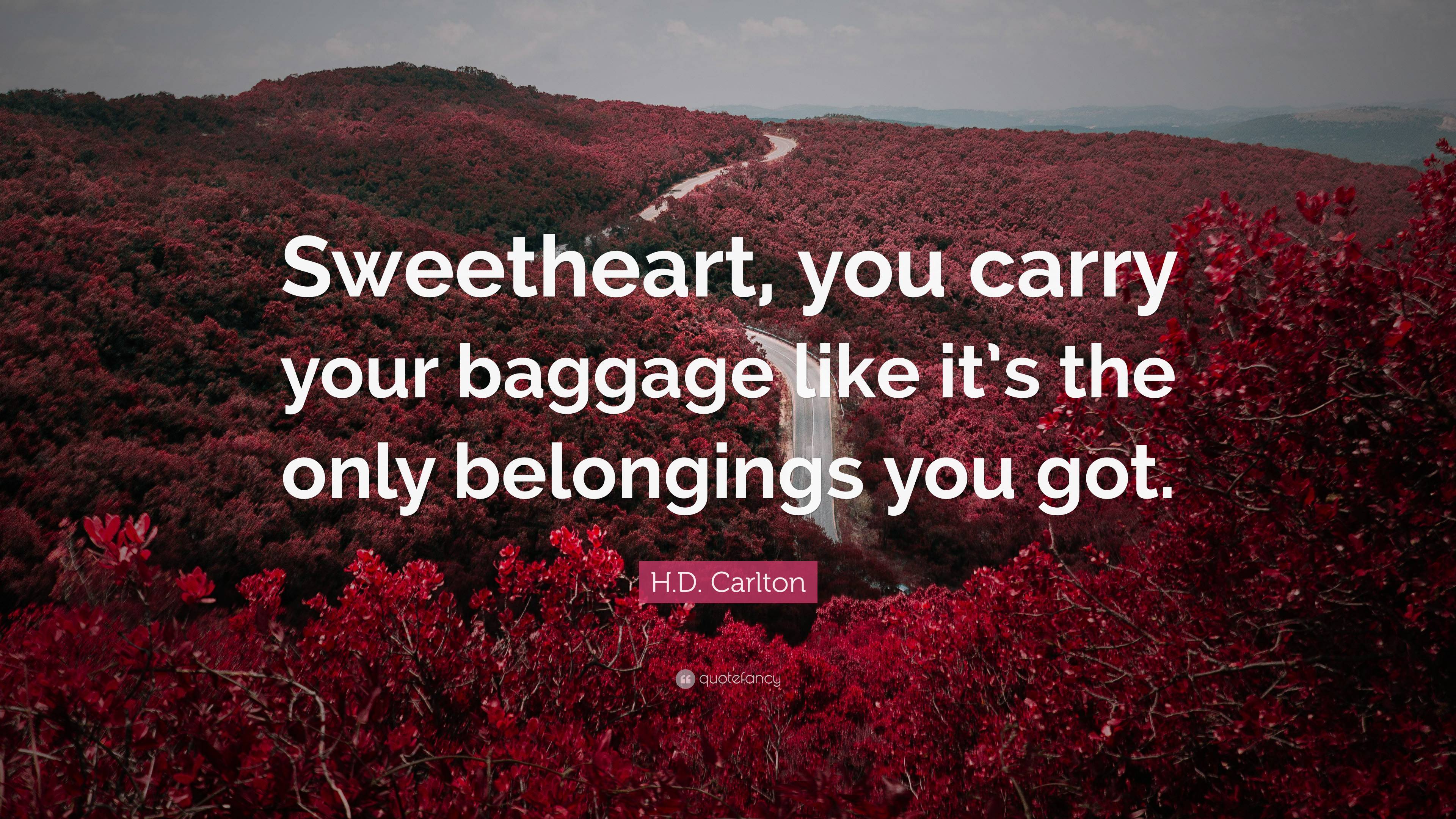 H.D. Carlton Quote: “Sweetheart, you carry your baggage like it’s the ...