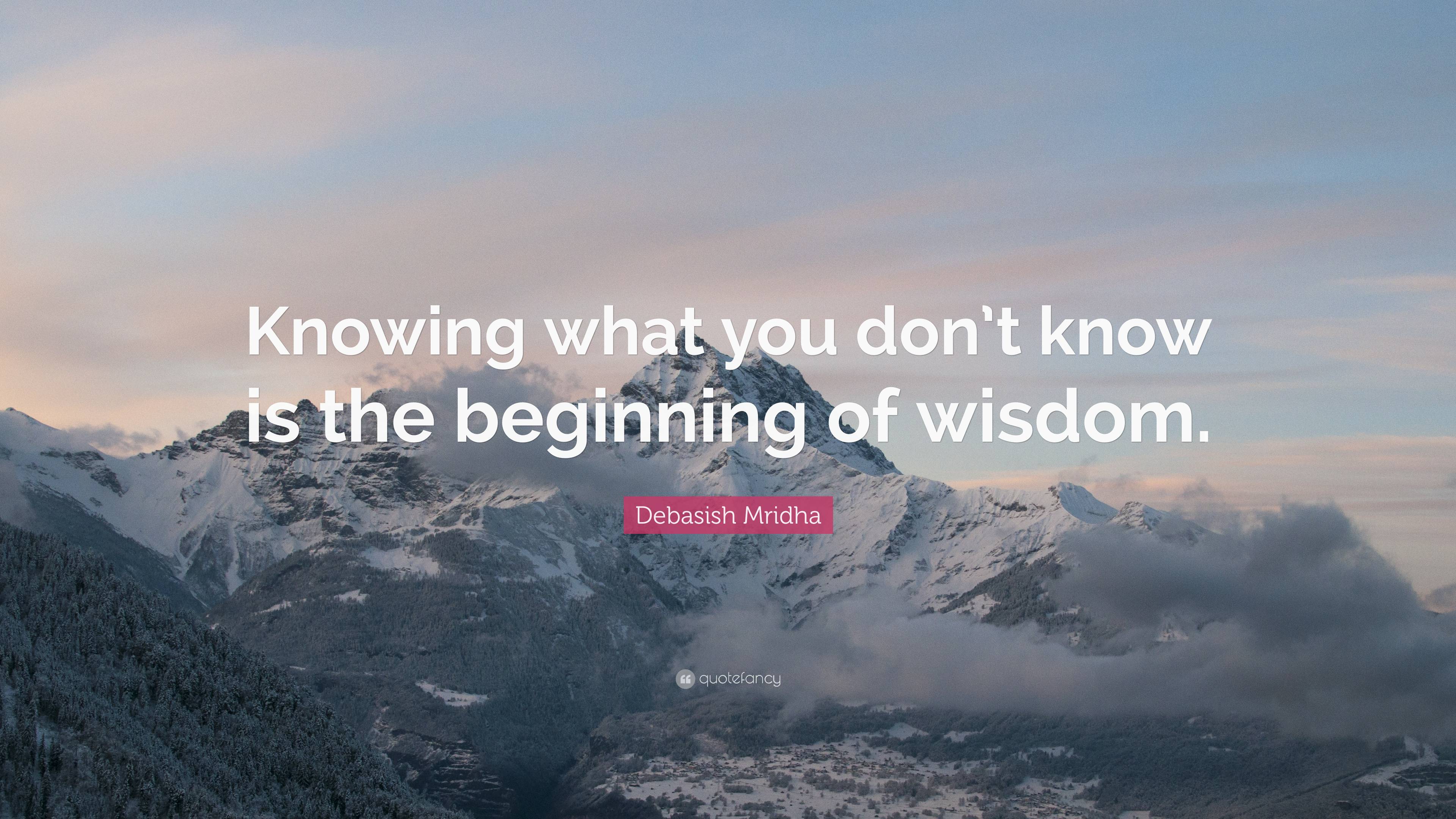 Debasish Mridha Quote: “Knowing what you don’t know is the beginning of ...