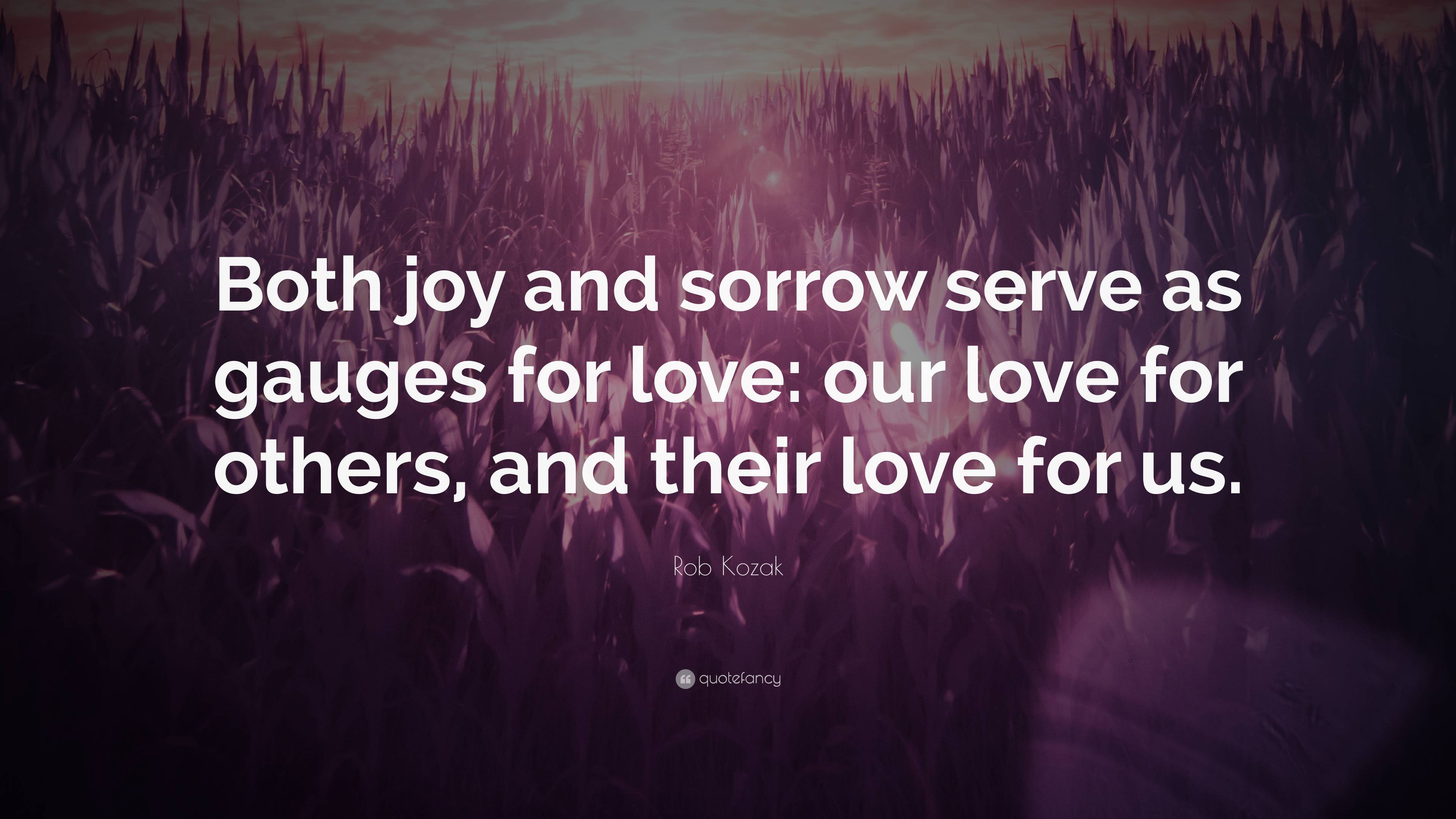 Rob Kozak Quote “both Joy And Sorrow Serve As Gauges For Love Our Love For Others And Their