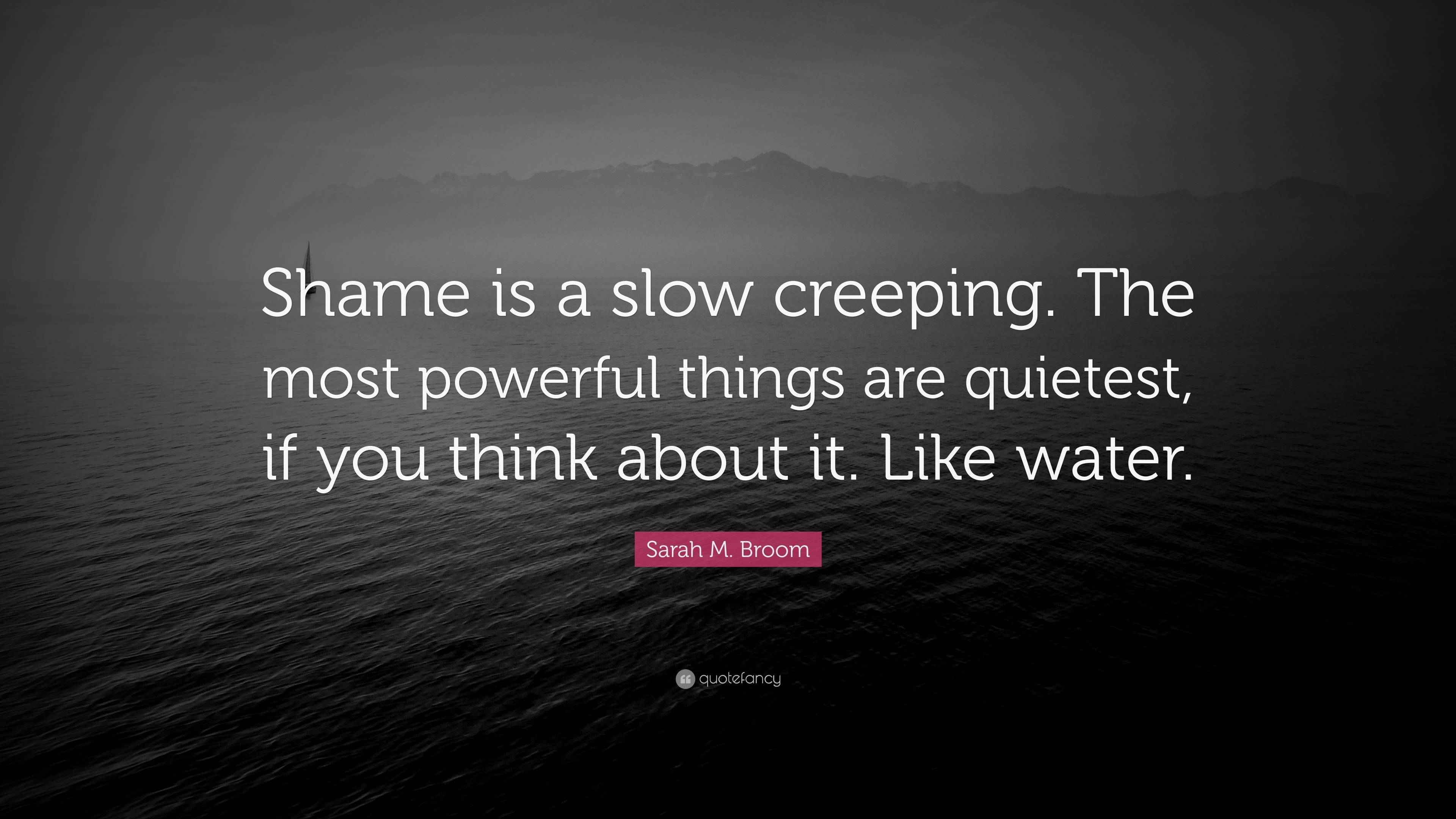 Sarah M. Broom Quote: “Shame is a slow creeping. The most powerful ...