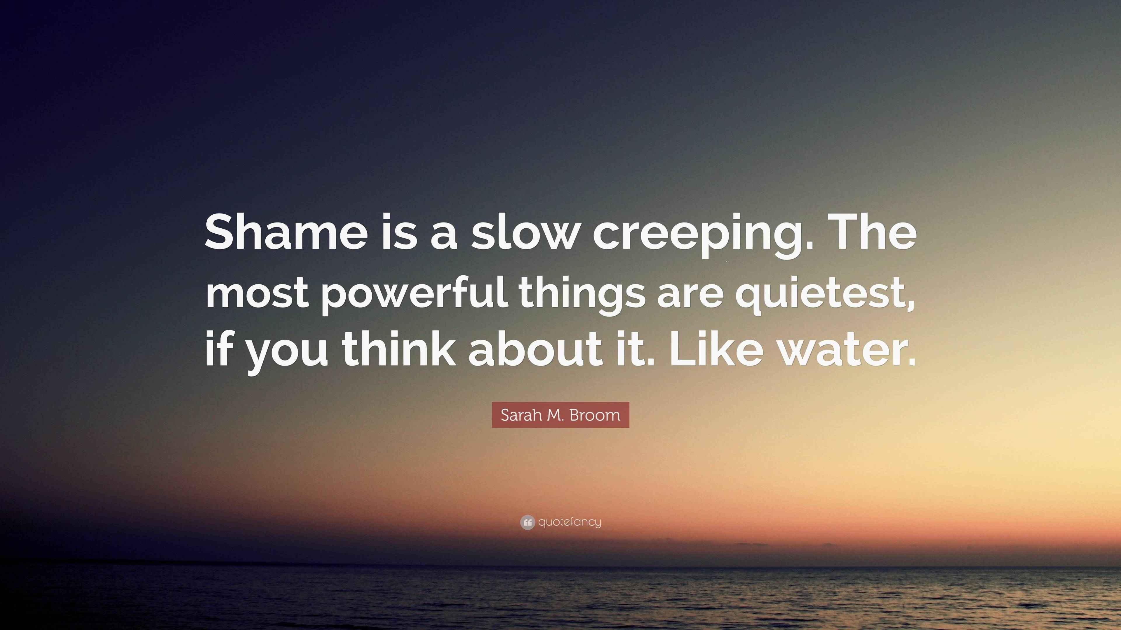 Sarah M. Broom Quote: “Shame is a slow creeping. The most powerful ...