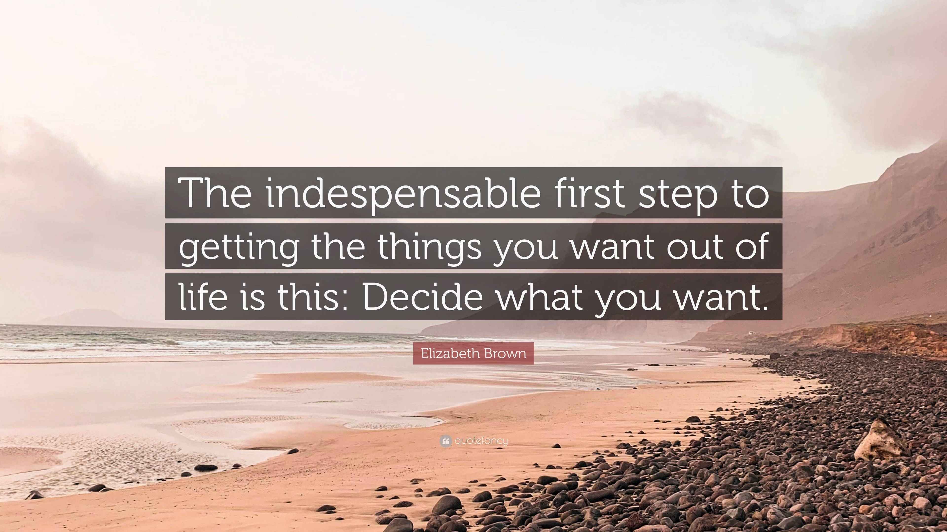 Elizabeth Brown Quote “The indespensable first step to getting the