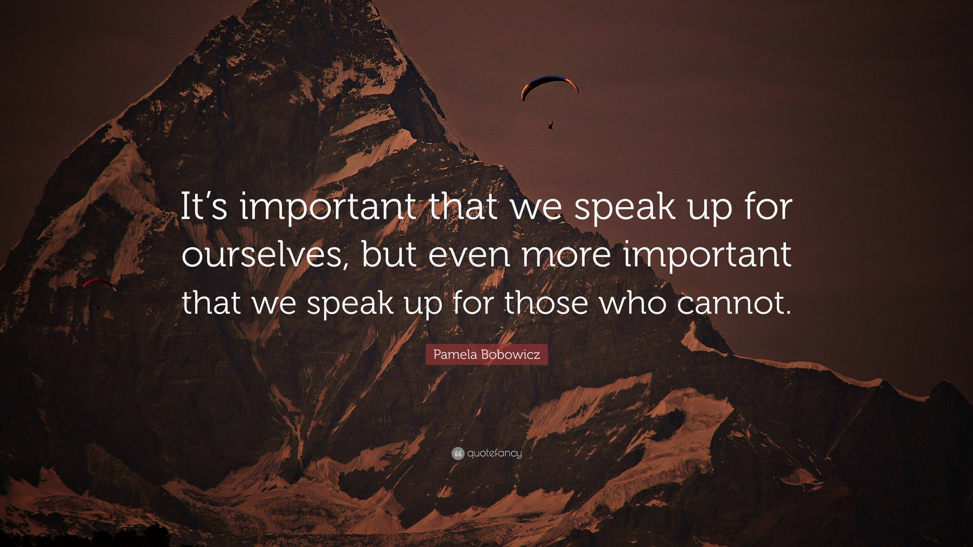 Pamela Bobowicz Quote: “It’s important that we speak up for ourselves ...