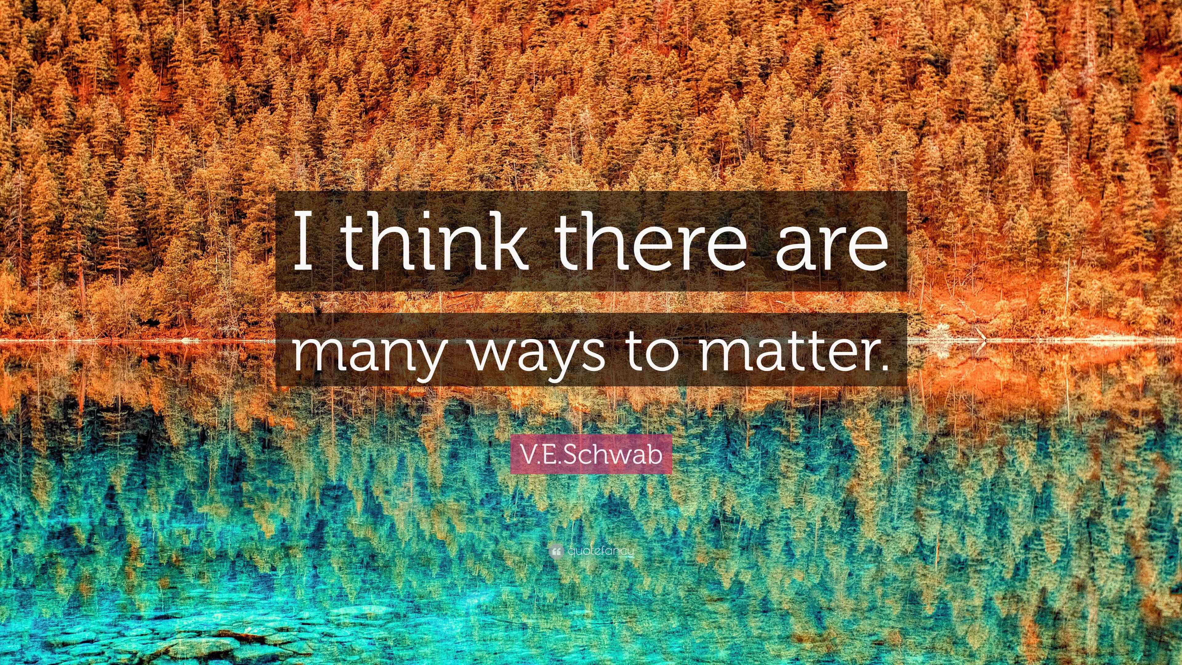 Think Many V.E.Schwab Quote: “I think there are many ways to matter.”