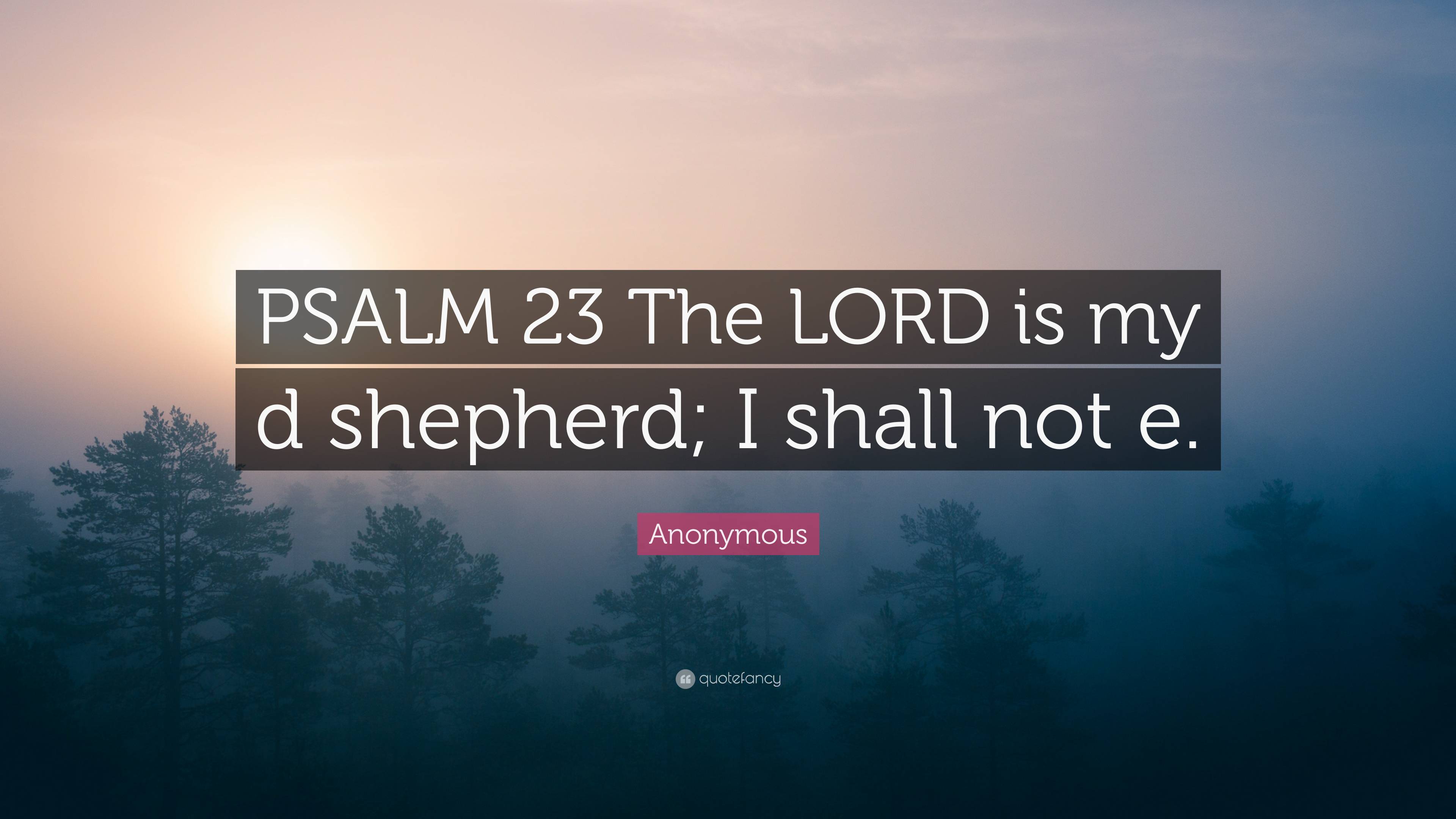 Anonymous Quote: “PSALM 23 The LORD is my d shepherd; I shall not e.”