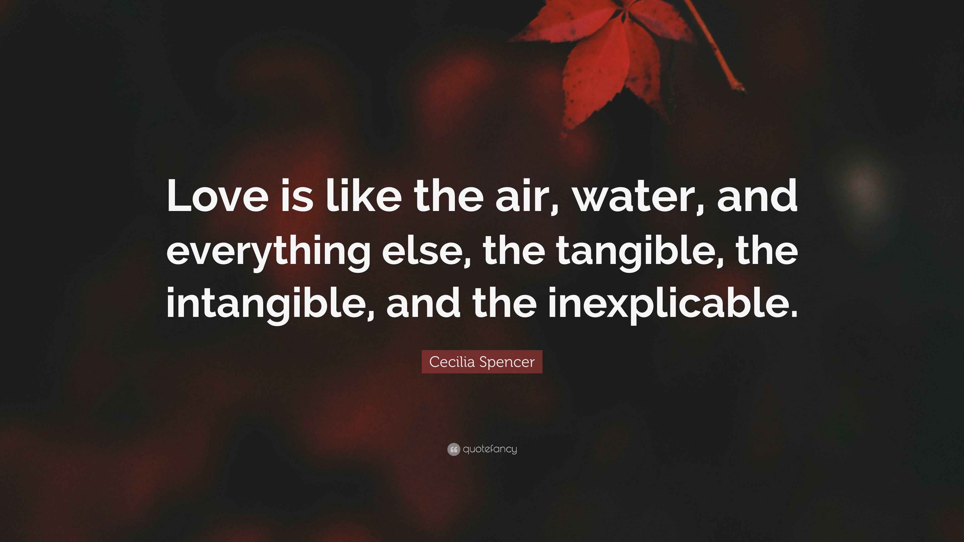 Cecilia Spencer Quote “Love is like the air, water, and everything else, the tangible, the