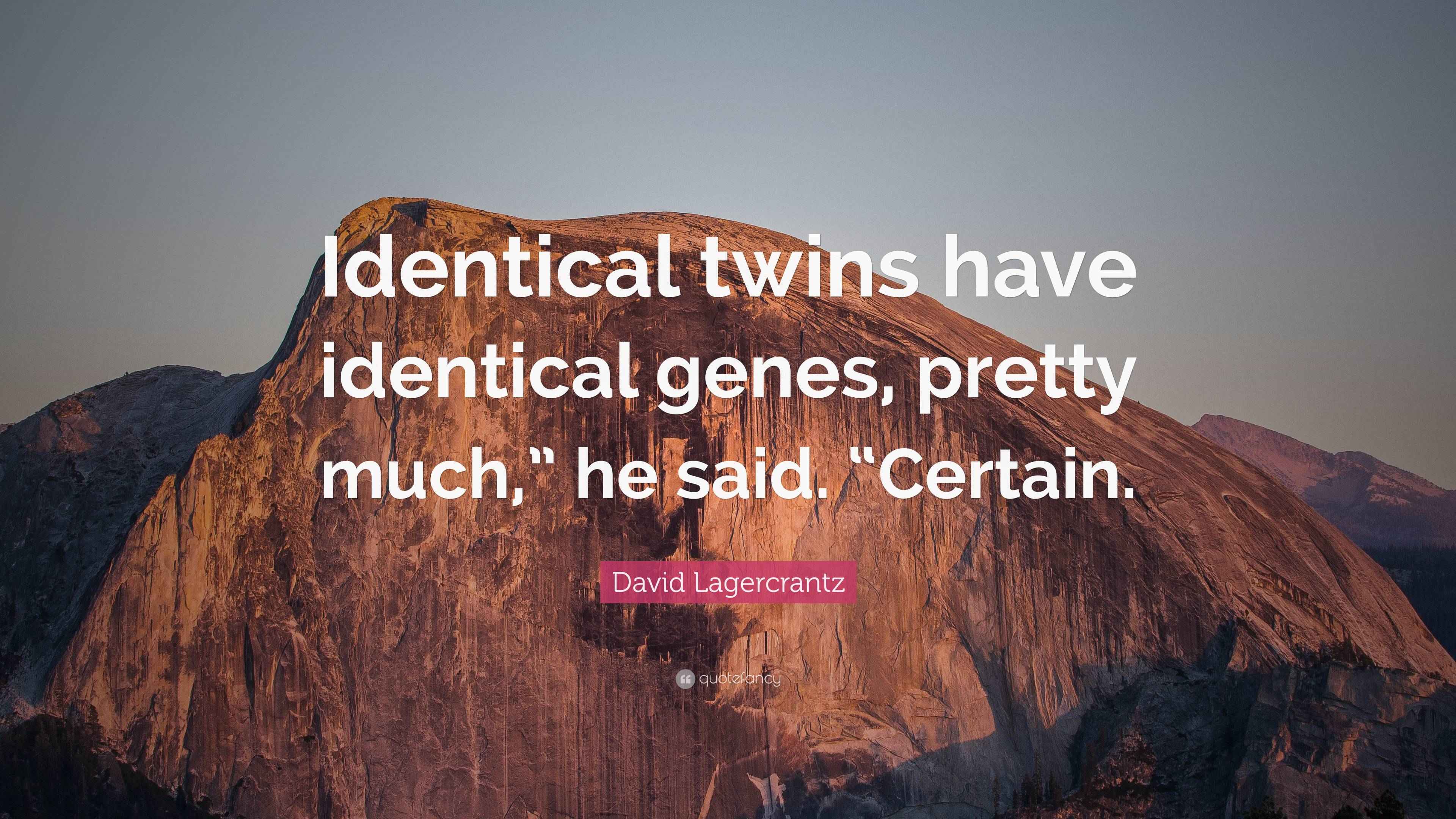 David Lagercrantz Quote “Identical twins have identical genes, pretty