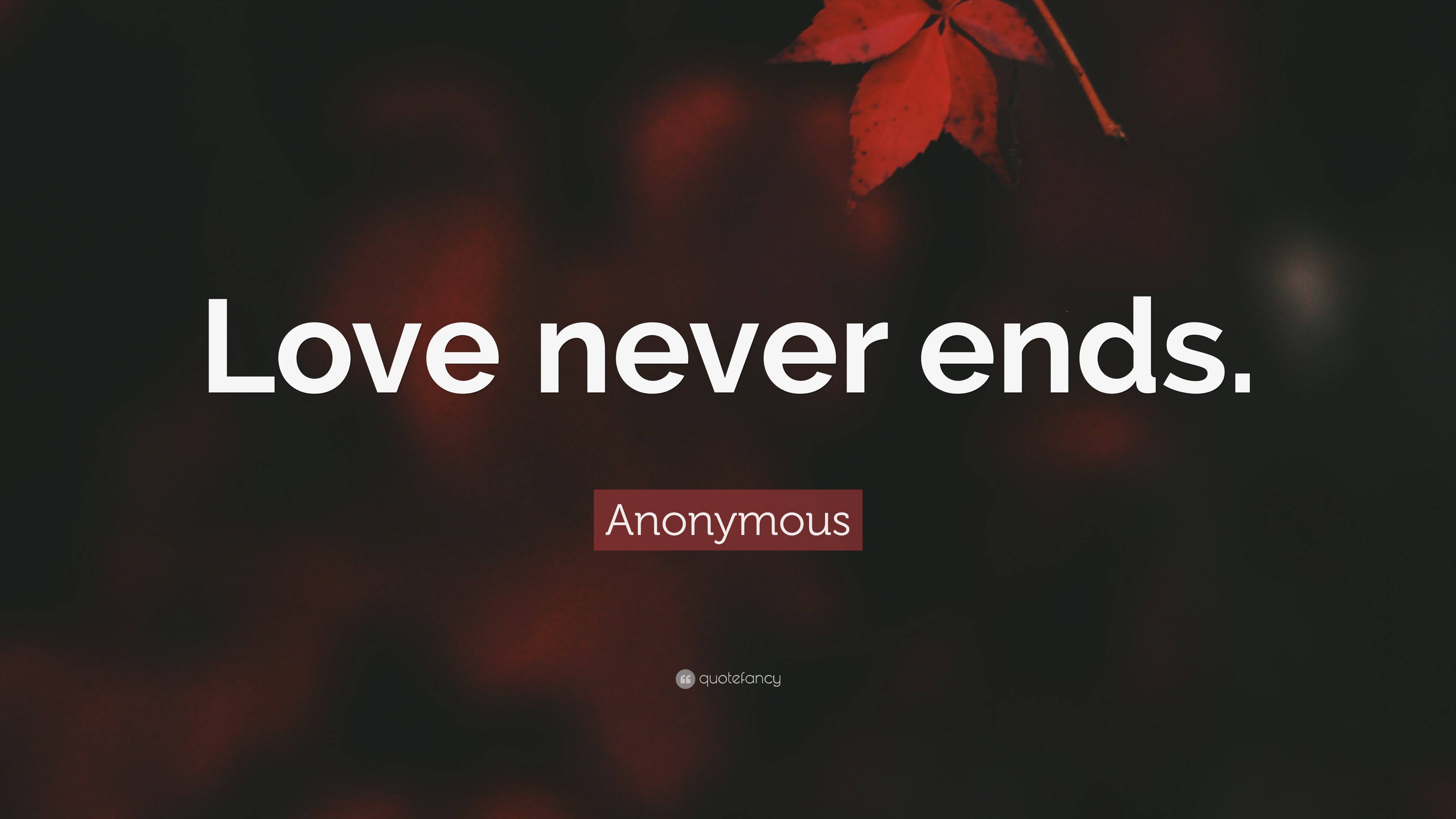 Anonymous Quote: “Love never ends.”