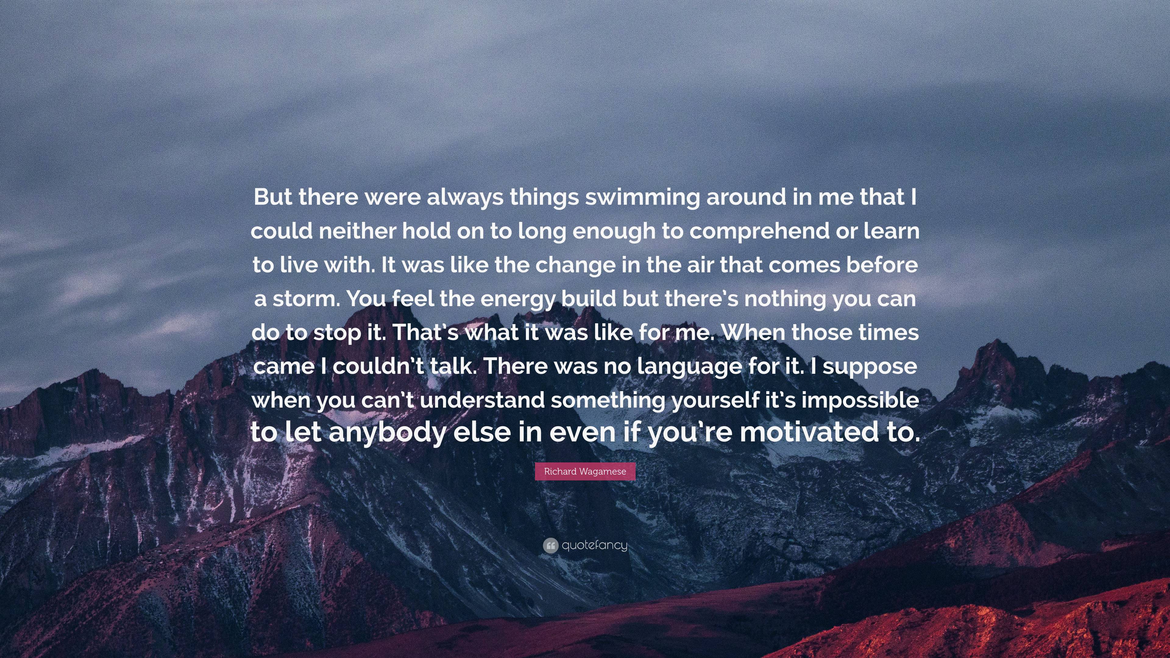 Richard Wagamese Quote: “but There Were Always Things Swimming Around 