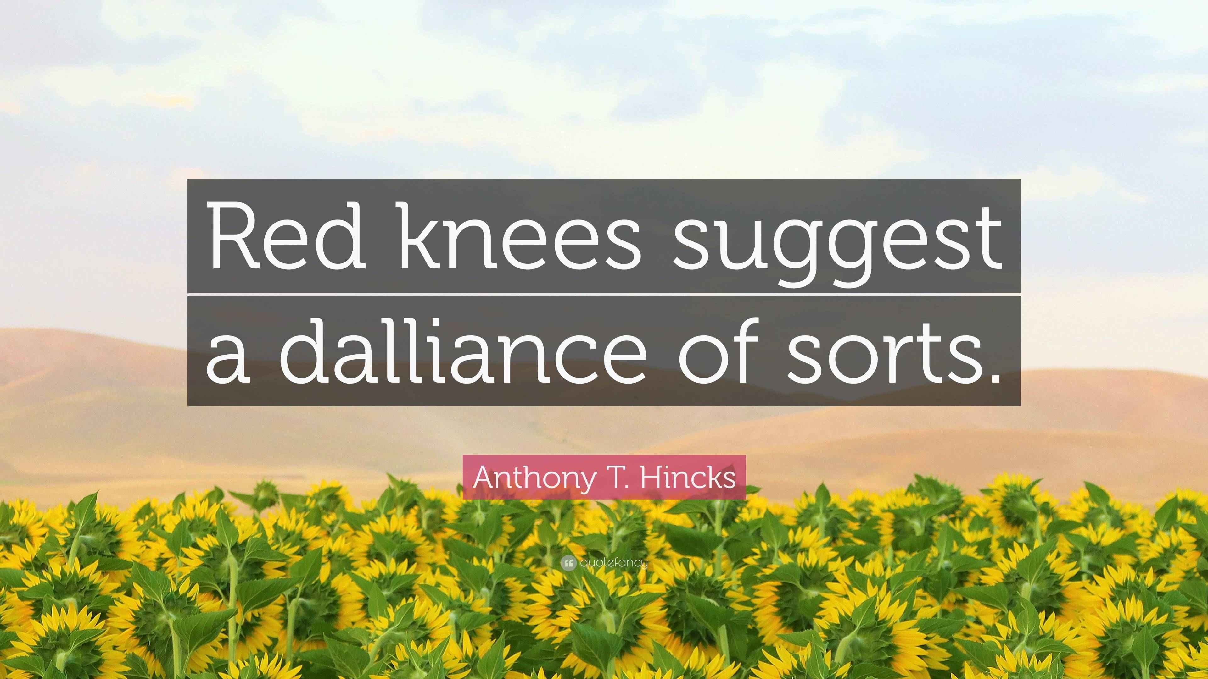 Anthony T. Hincks Quote “Red knees suggest a dalliance of sorts.”
