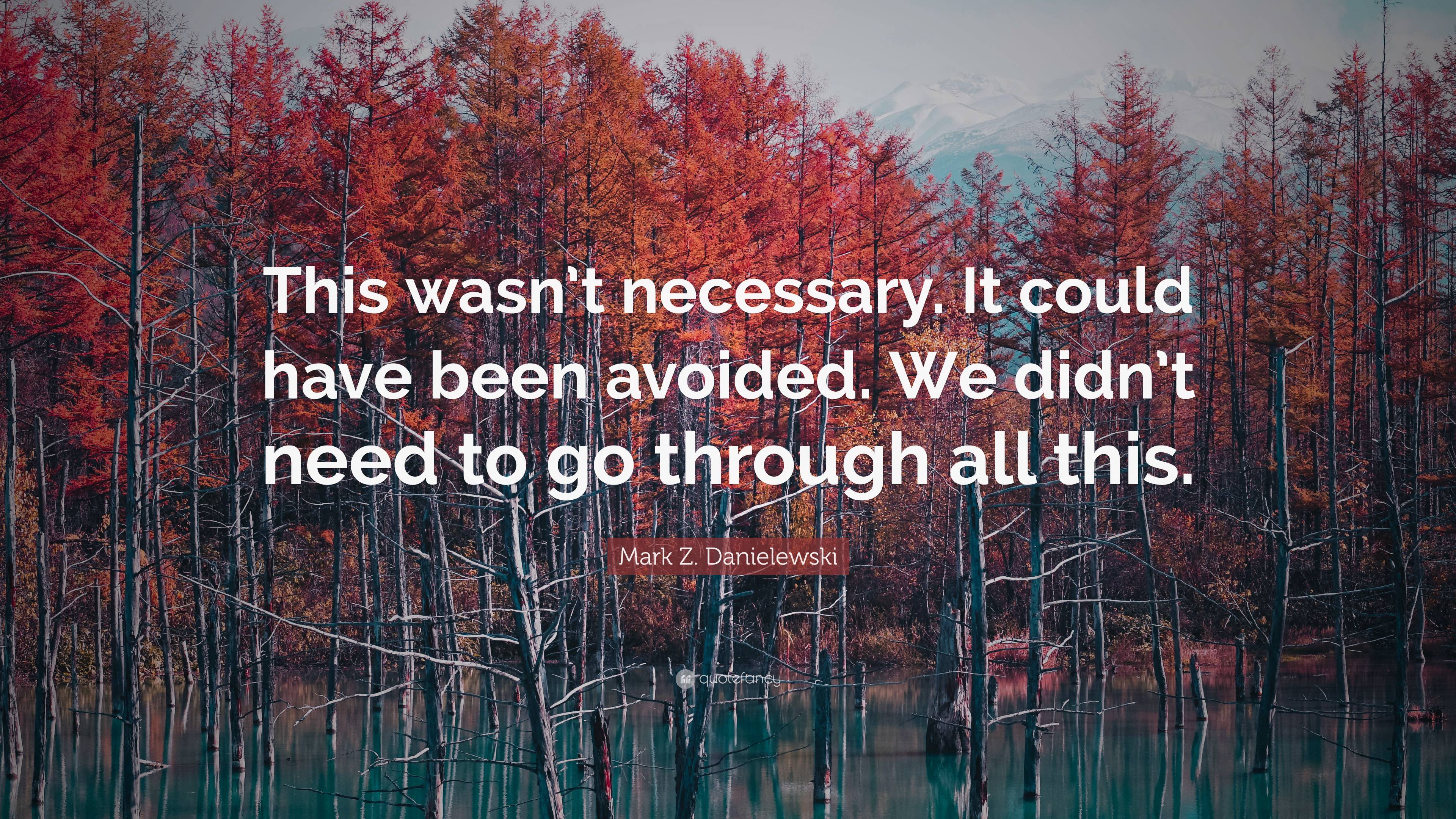 Mark Z. Danielewski Quote: “This wasn’t necessary. It could have been ...