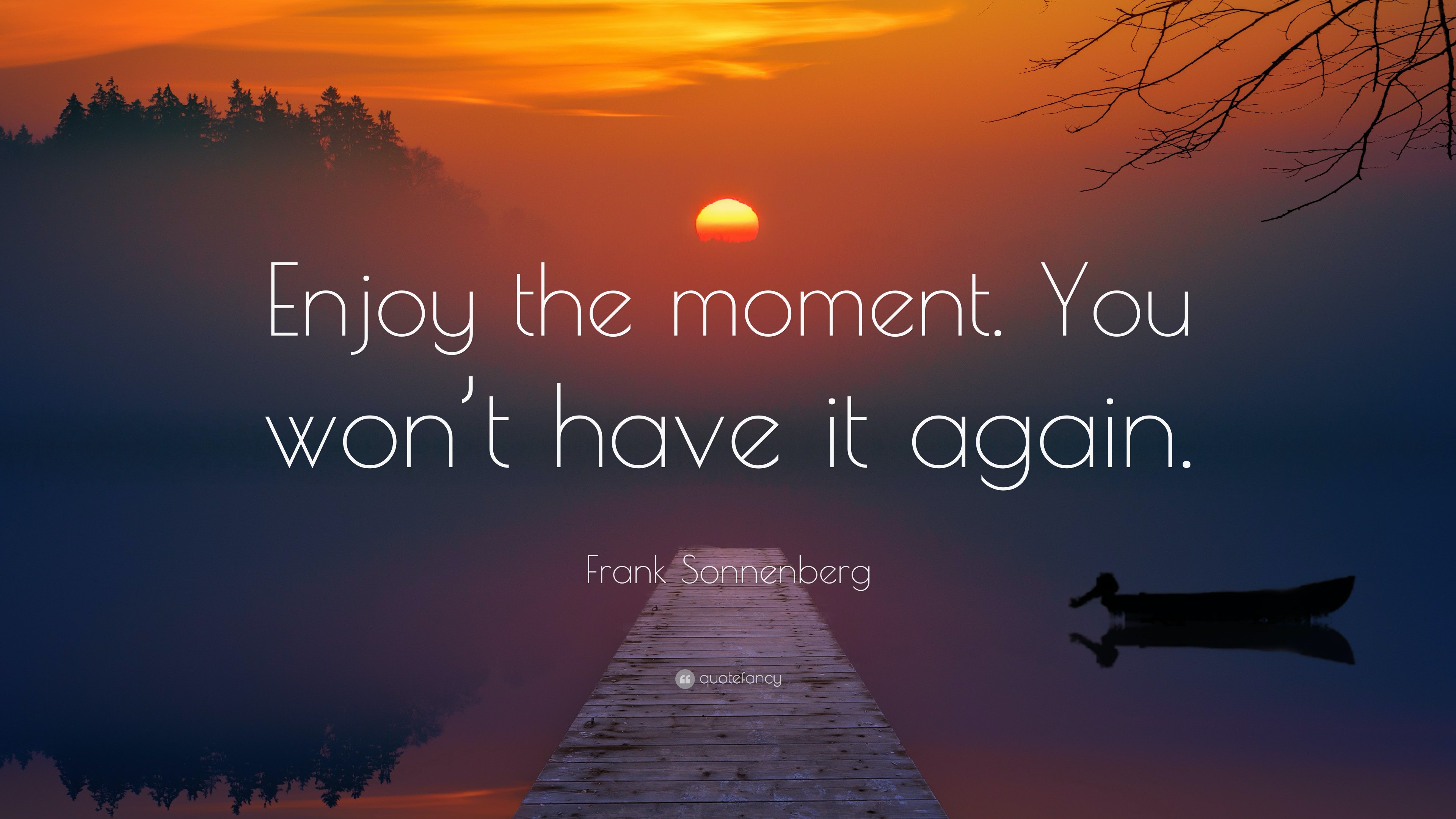 Frank Sonnenberg Quote: “Enjoy the moment. You won't have it again.”